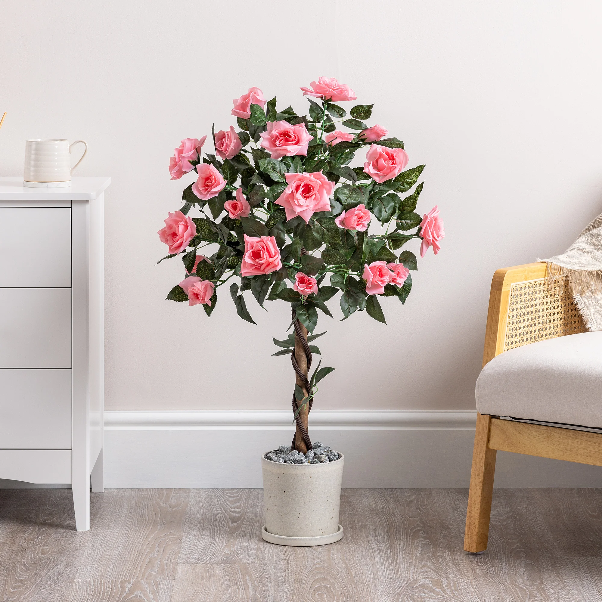 Artificial Pink Rose Trees – Pair – 3ft & 4ft - Image 2