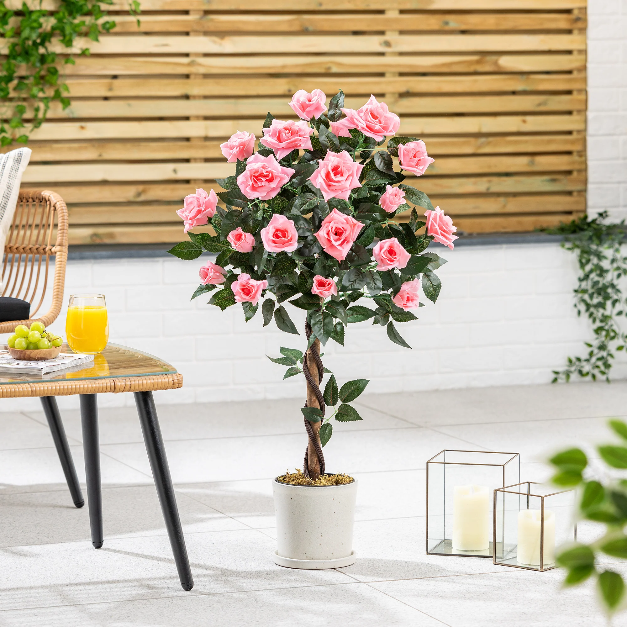 Artificial Pink Rose Trees – Pair – 3ft & 4ft - Image 3