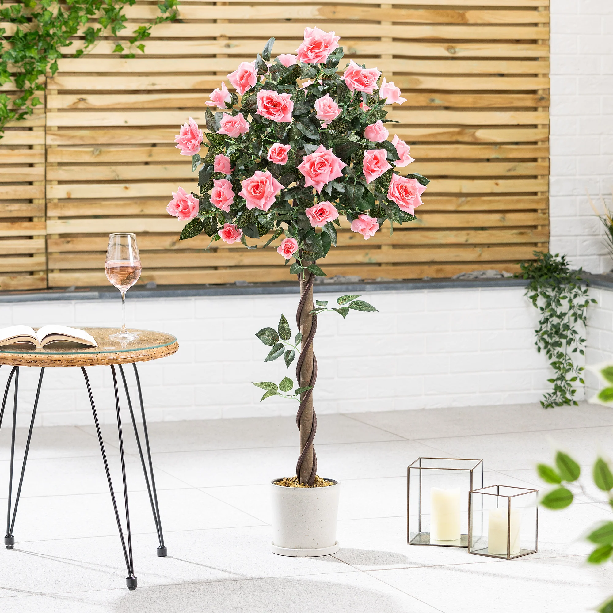 Artificial Pink Rose Trees – Pair – 3ft & 4ft - Image 6