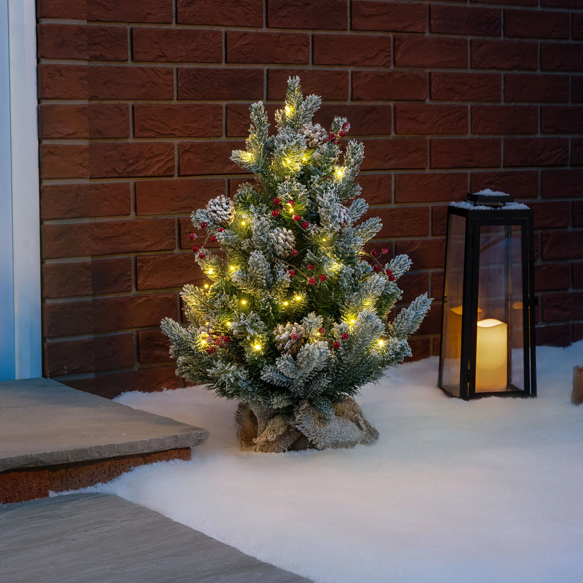 2ft Mini Flocked Cone & Berry Tree - Image 3