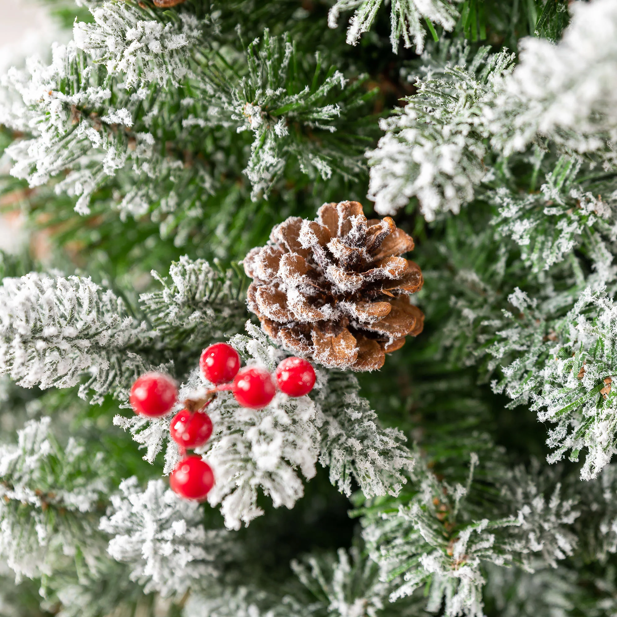2ft Mini Flocked Cone & Berry Tree - Image 4