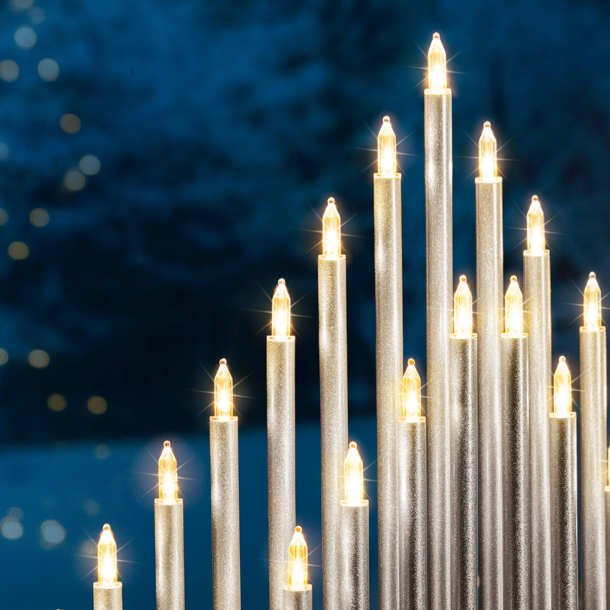 33 Light Silver Candle Bridge Tower - Image 3