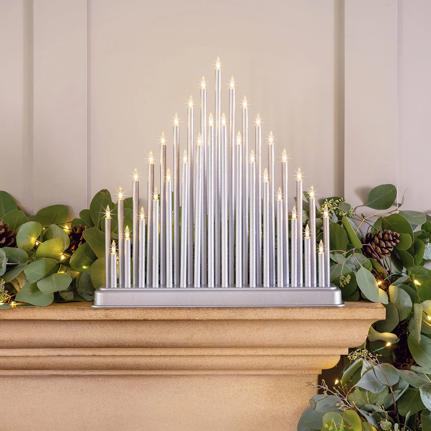 33 Light Silver Candle Bridge Tower - Image 4