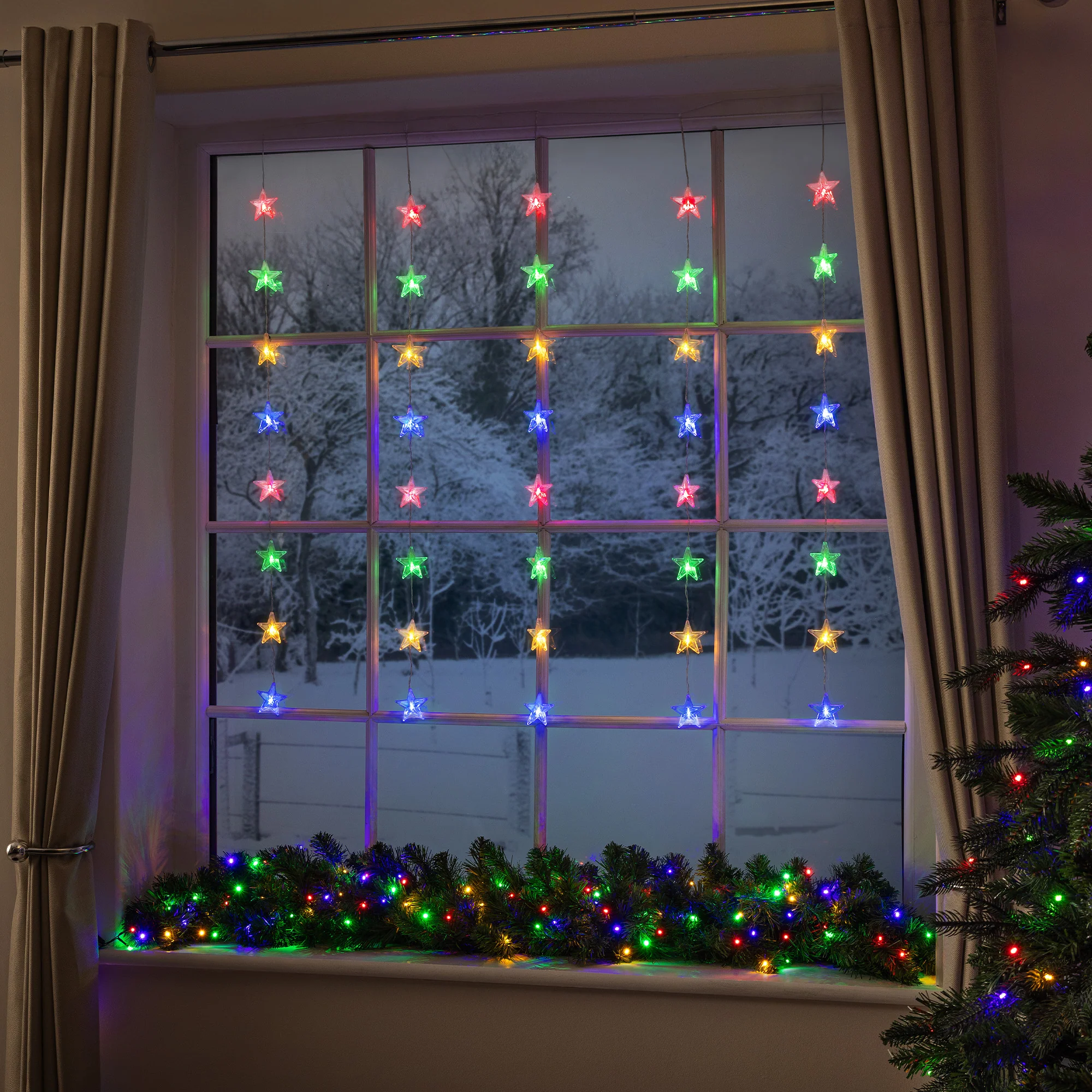 40 LED Star Christmas Curtain Lights - Image 2