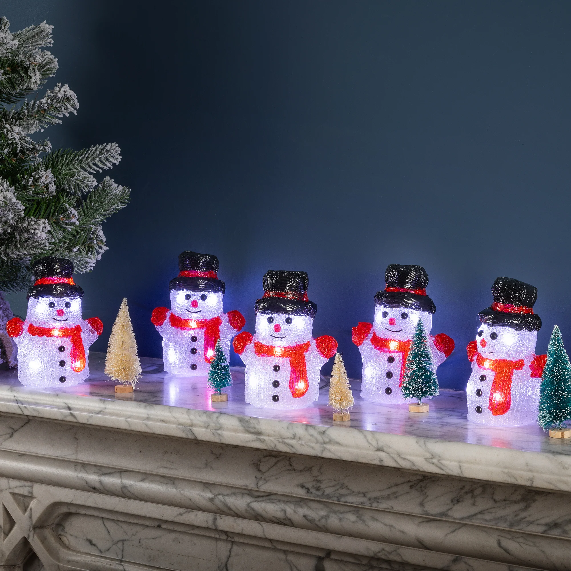 Set of 5 Acrylic Snowman Lights
