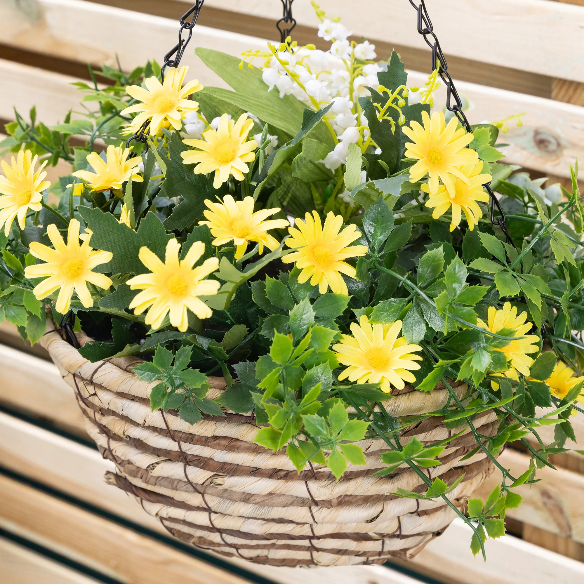 Artificial Daisy Hanging Basket - Image 3