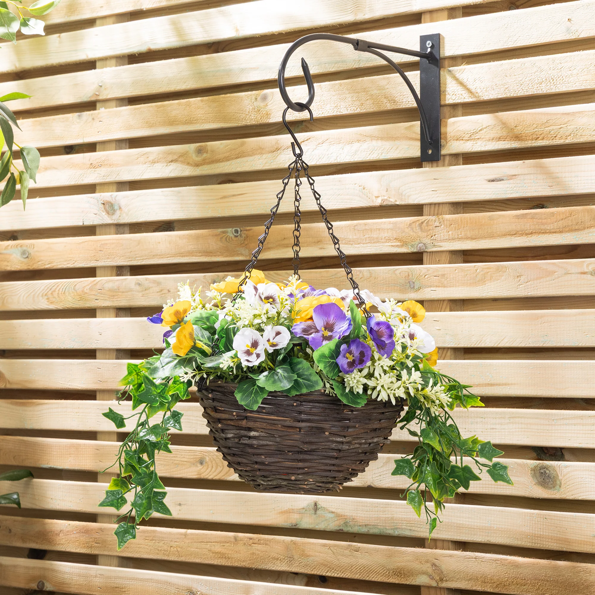 Artificial Pansy Hanging Basket - Image 2