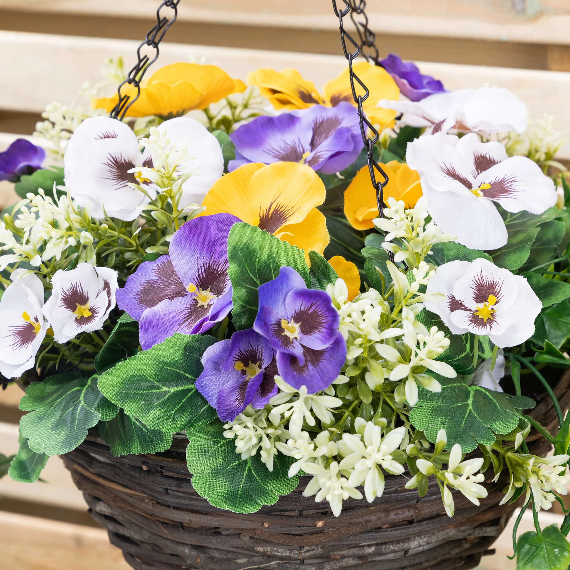 Artificial Pansy Hanging Basket - Image 3