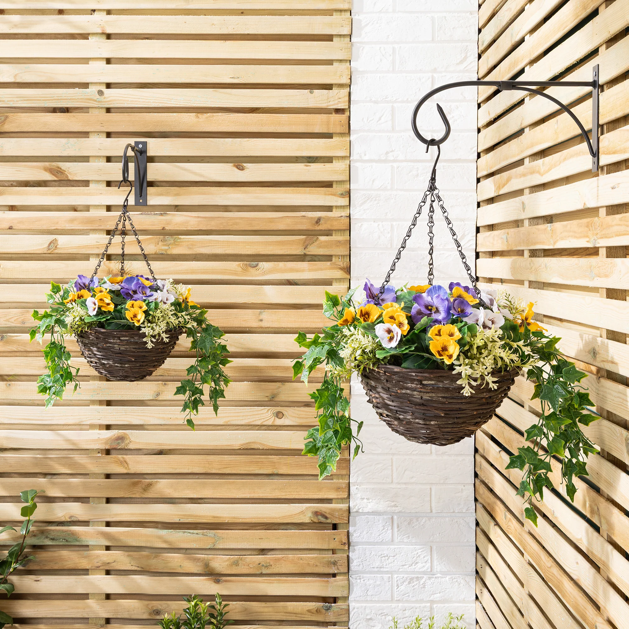 Artificial Pansy Hanging Basket - Image 4