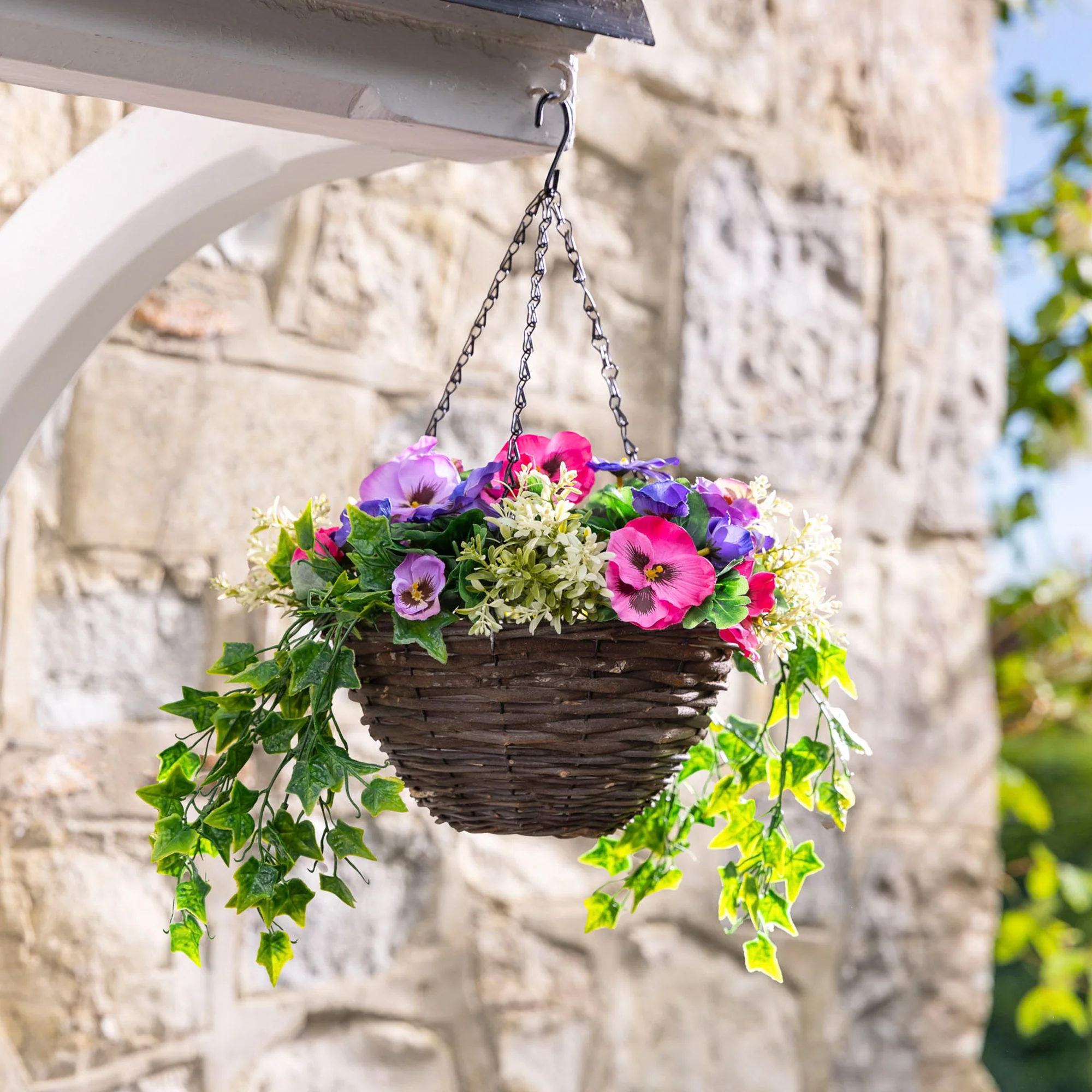 Artificial Pansy Hanging Basket - Image 5