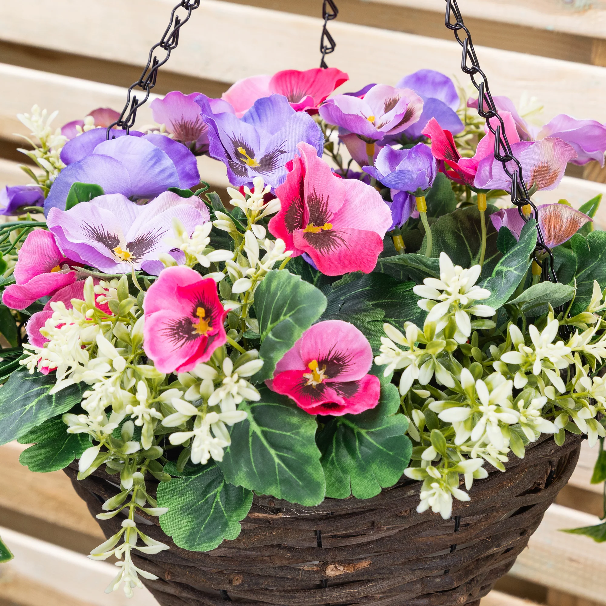 Artificial Pansy Hanging Basket - Image 7