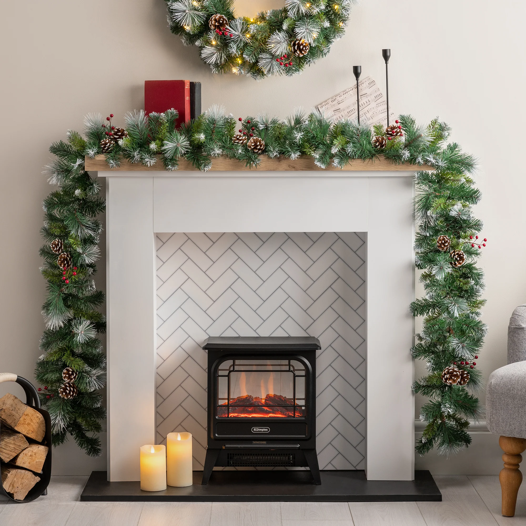 Frosted Berry & Pine Cone Garland - Image 4