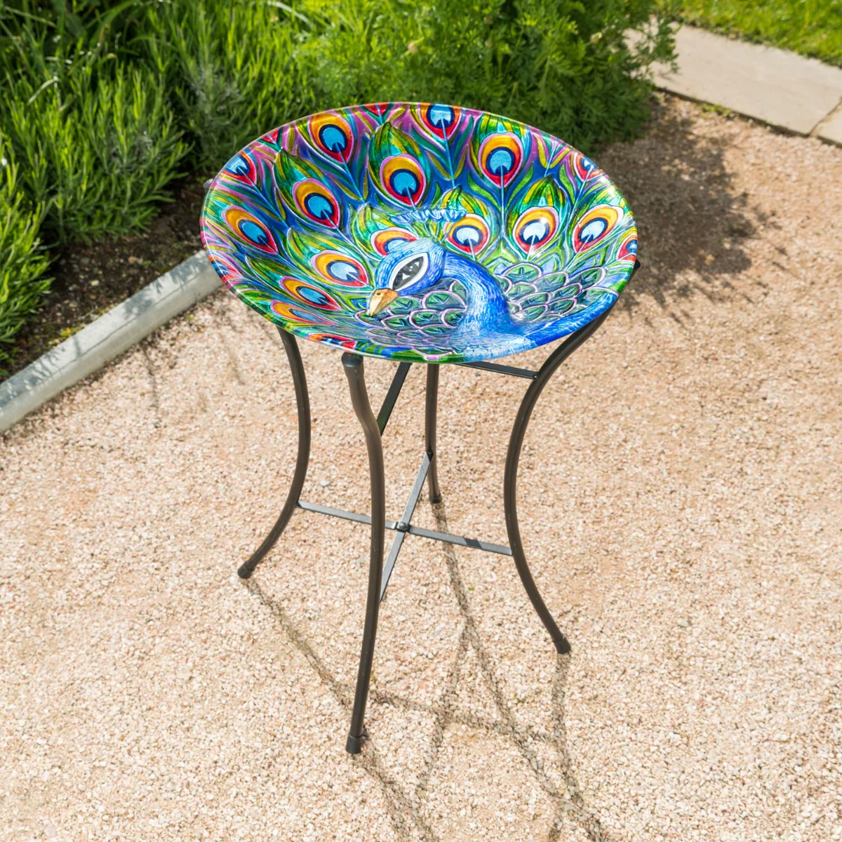 Glass Bird Bath With Stand - Image 3