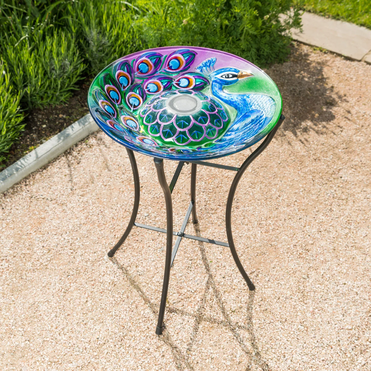 Glass Solar Bird Bath With Stand - Image 3