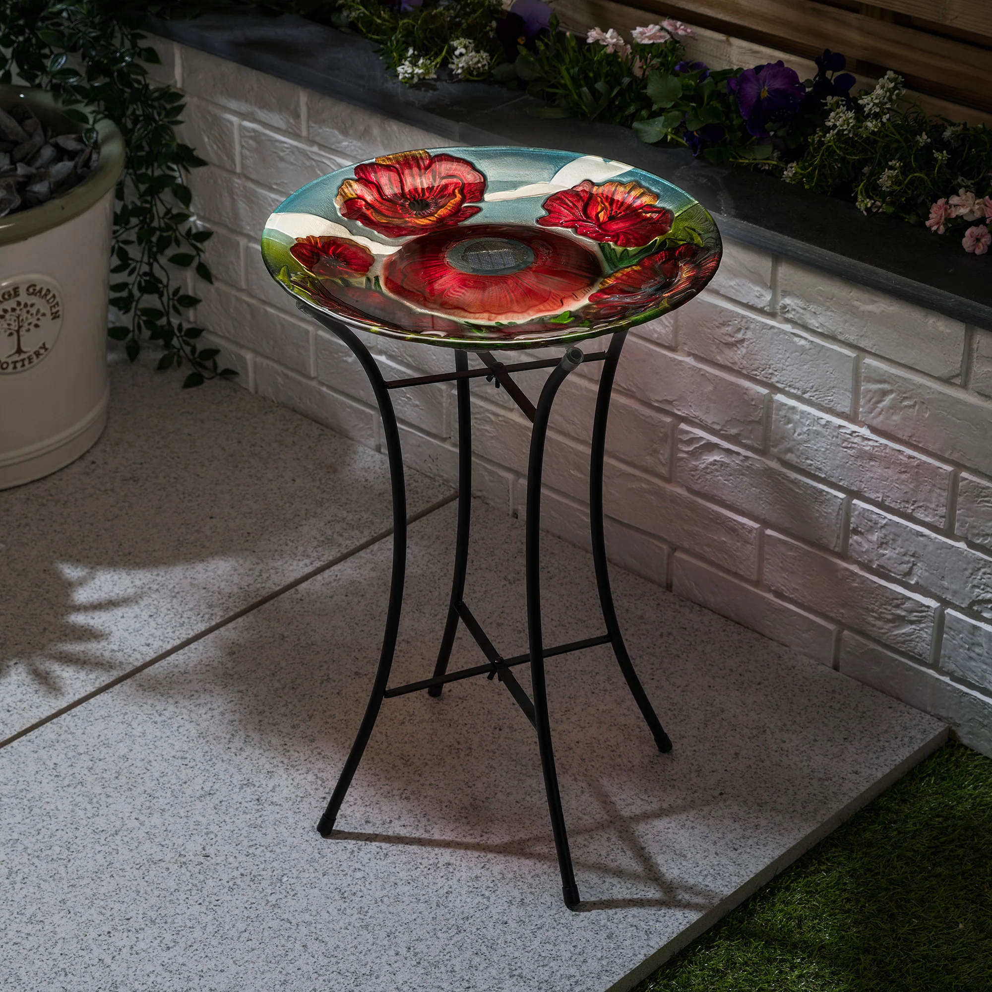 Glass Solar Bird Bath With Stand - Image 5
