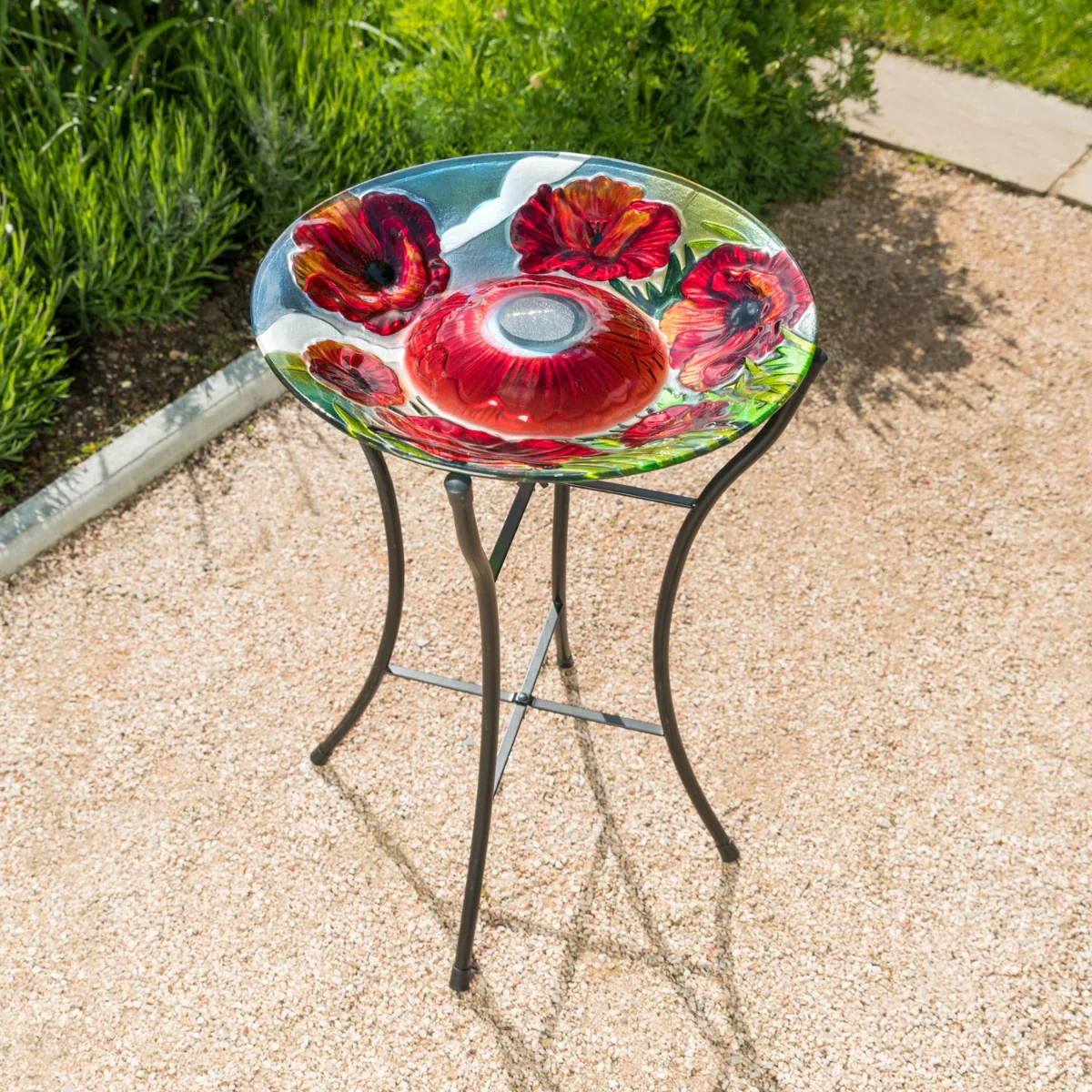 Glass Solar Bird Bath With Stand - Image 6