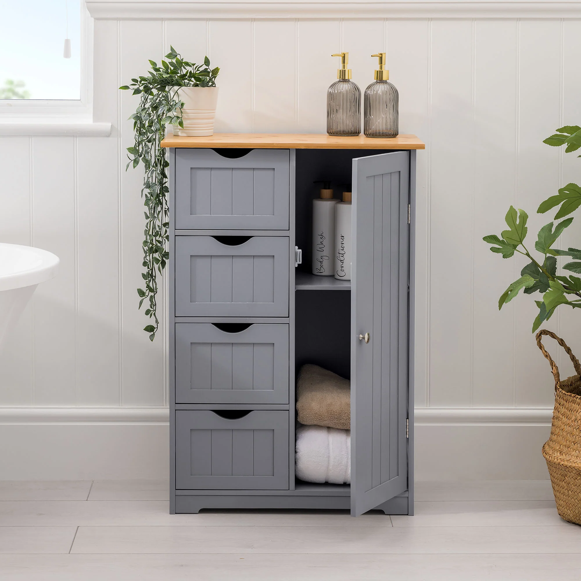 Lustleigh Grey Bathroom Drawer Cabinet - Image 4