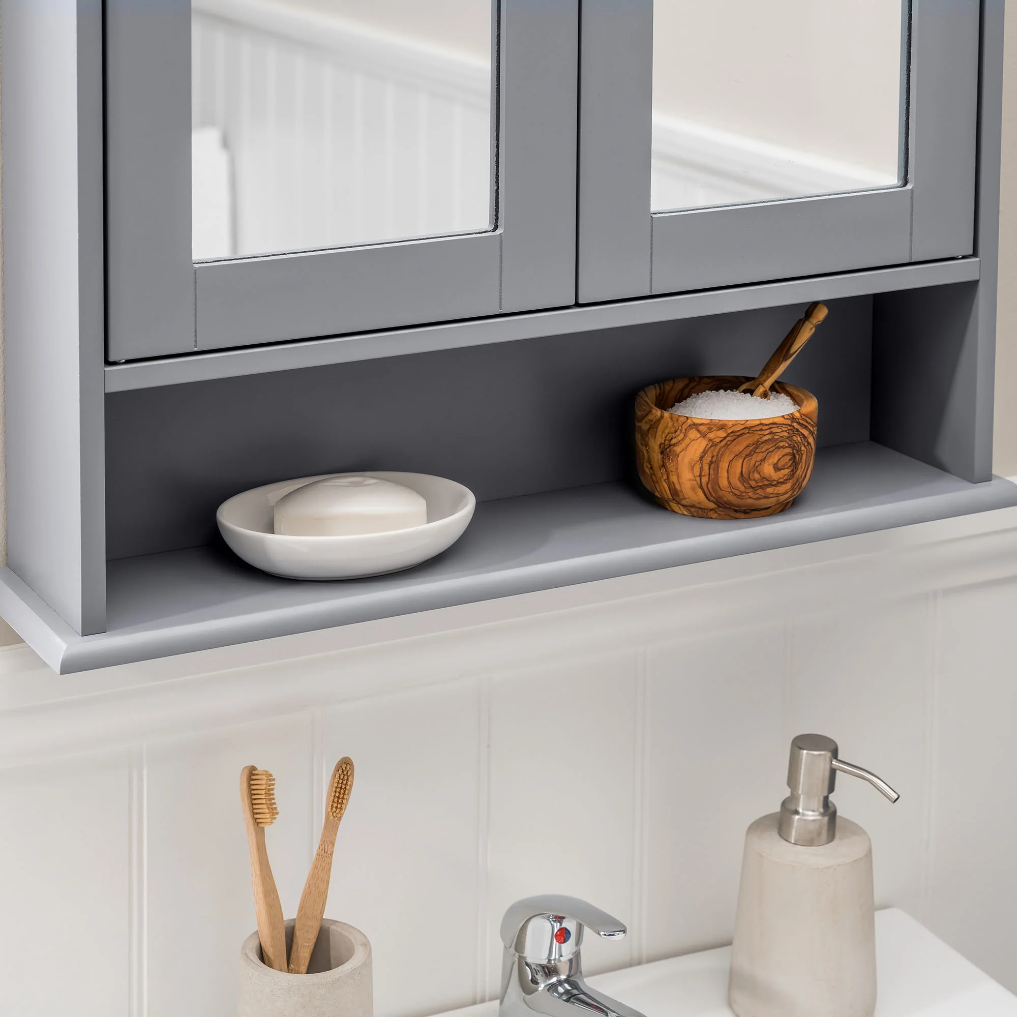 Lustleigh Grey Double Mirrored Cabinet - Image 3