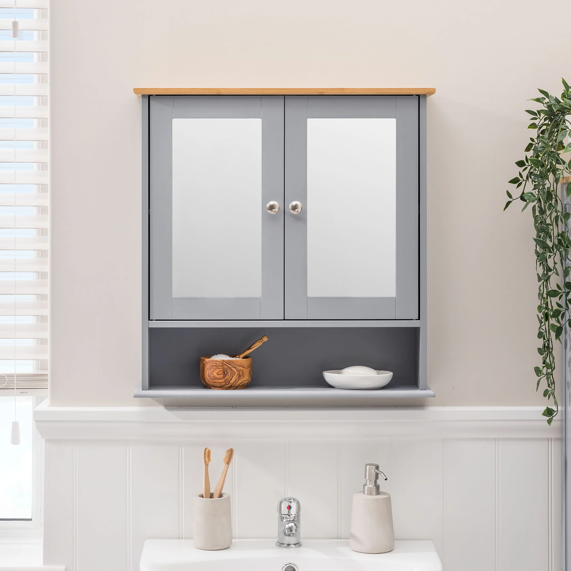 Lustleigh Grey Double Mirrored Cabinet - Image 4