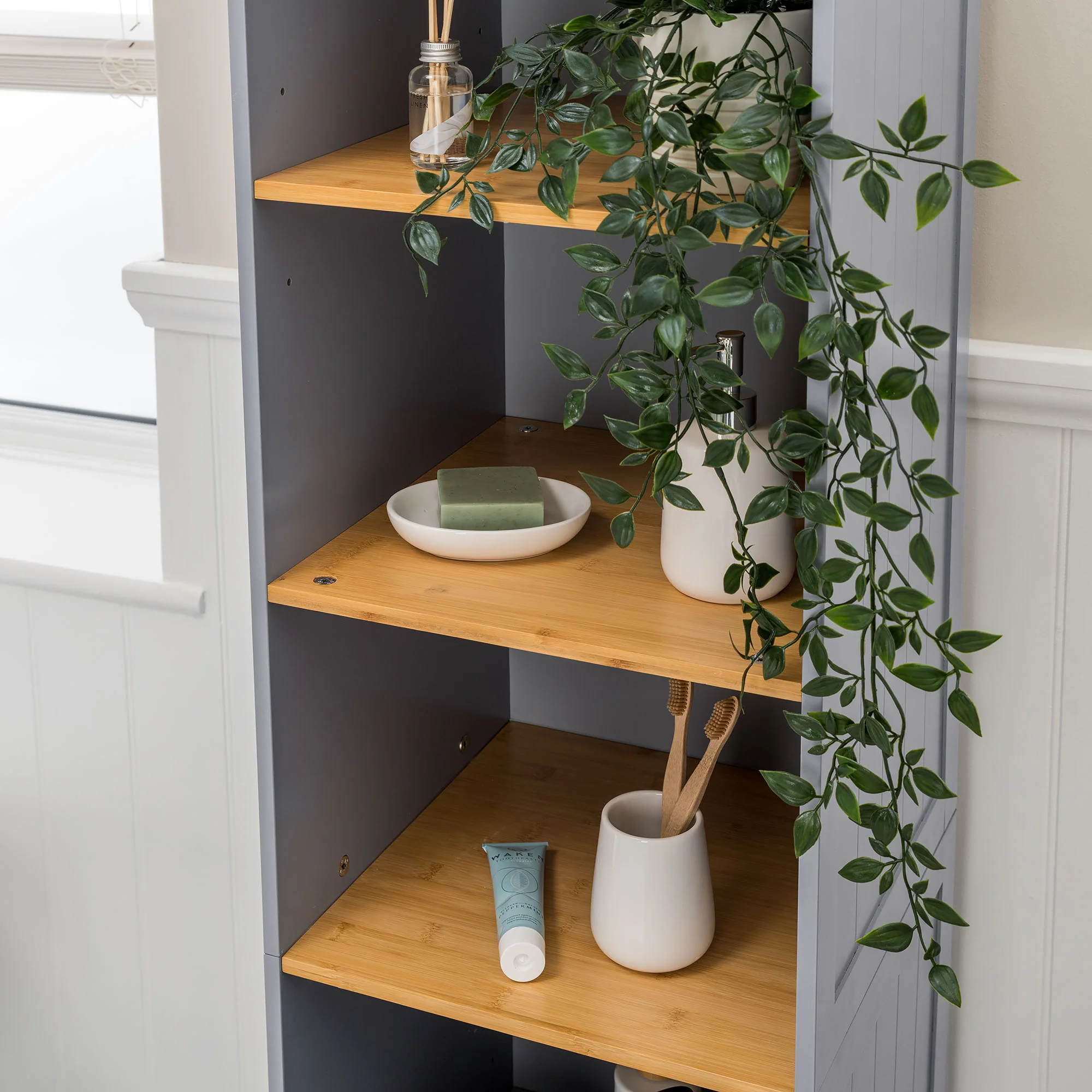 Lustleigh Grey Tallboy Bathroom Cabinet - Image 3