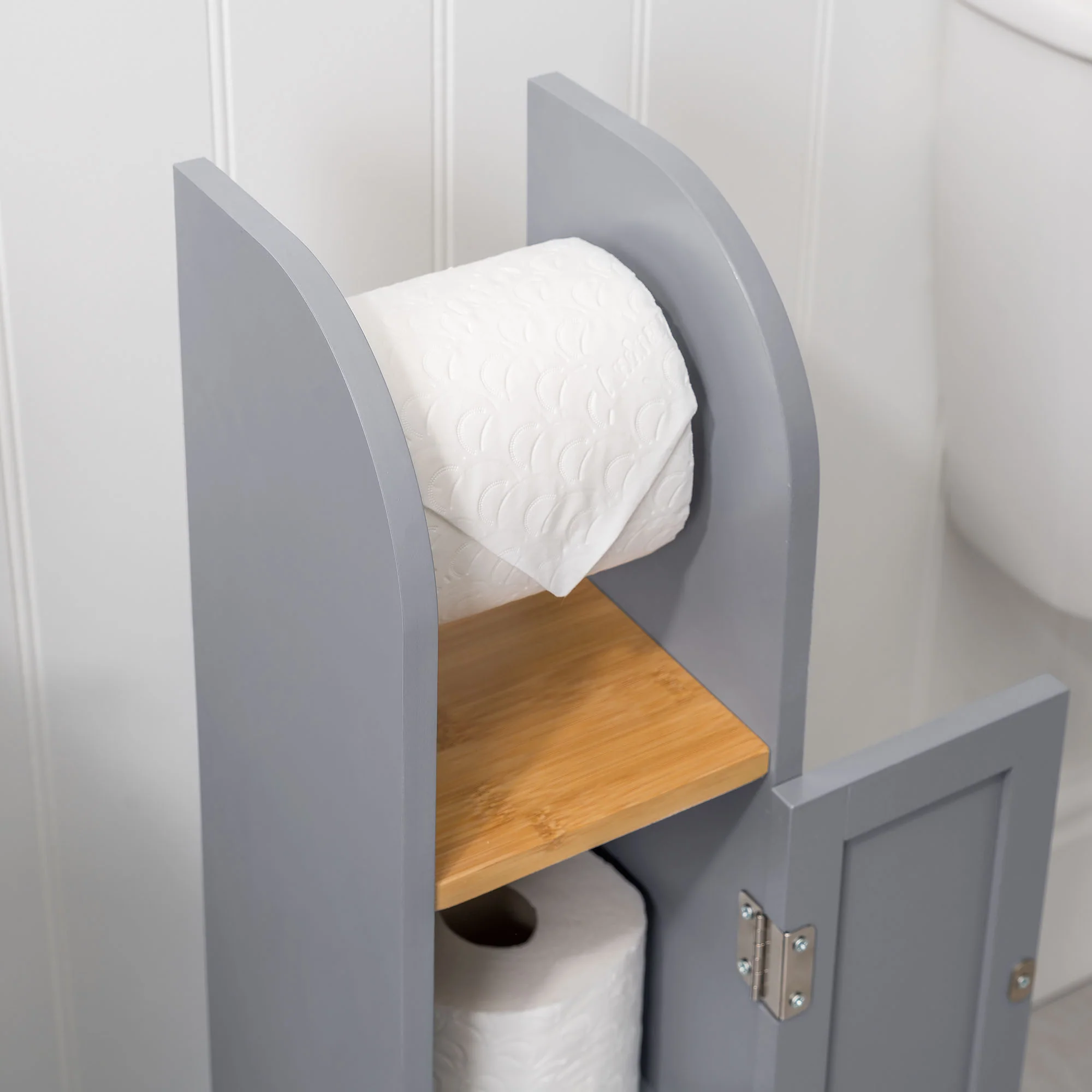 Lustleigh Grey Toilet Roll Holder Cabinet - Image 4