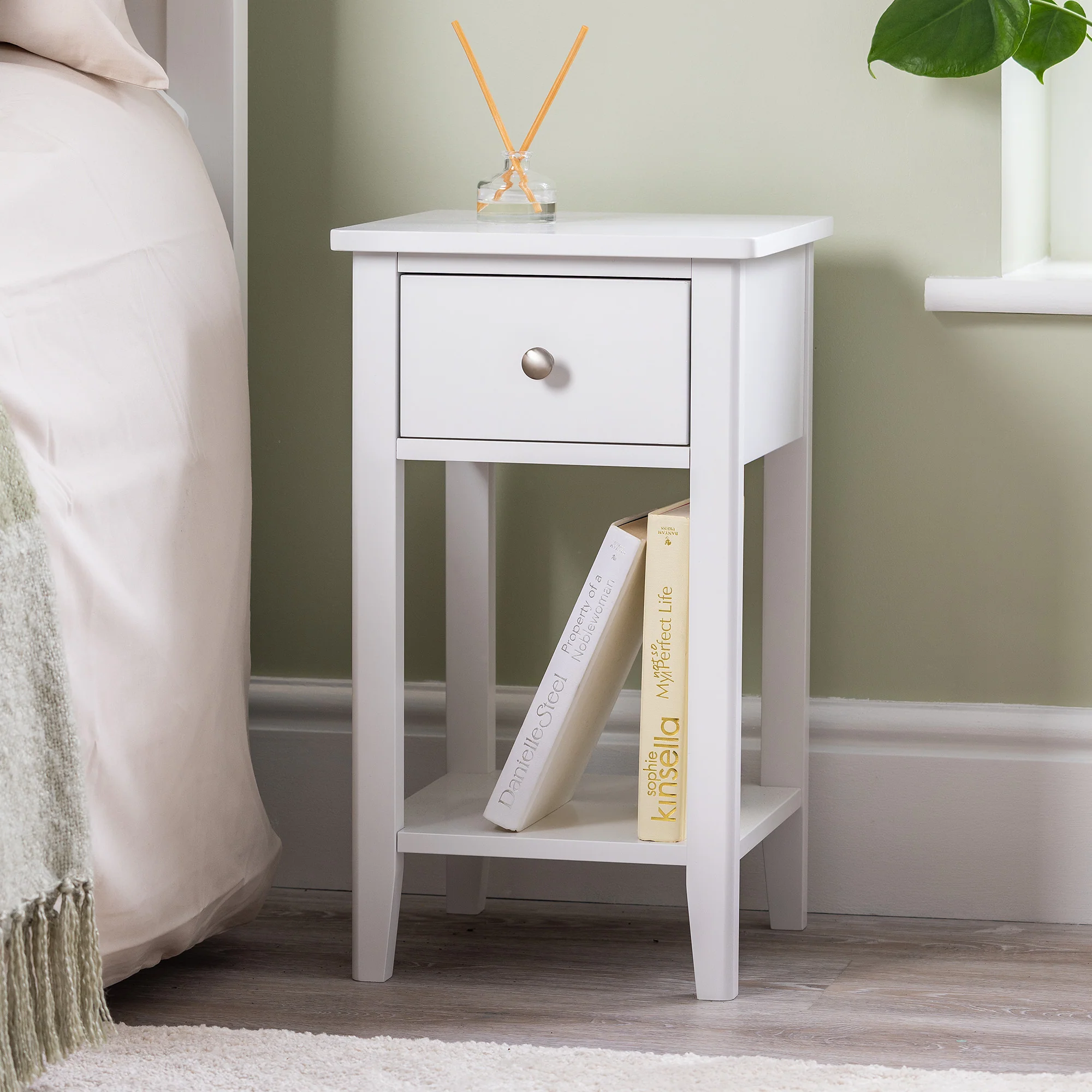 Ilsington Slim Bedside Table with Shelf