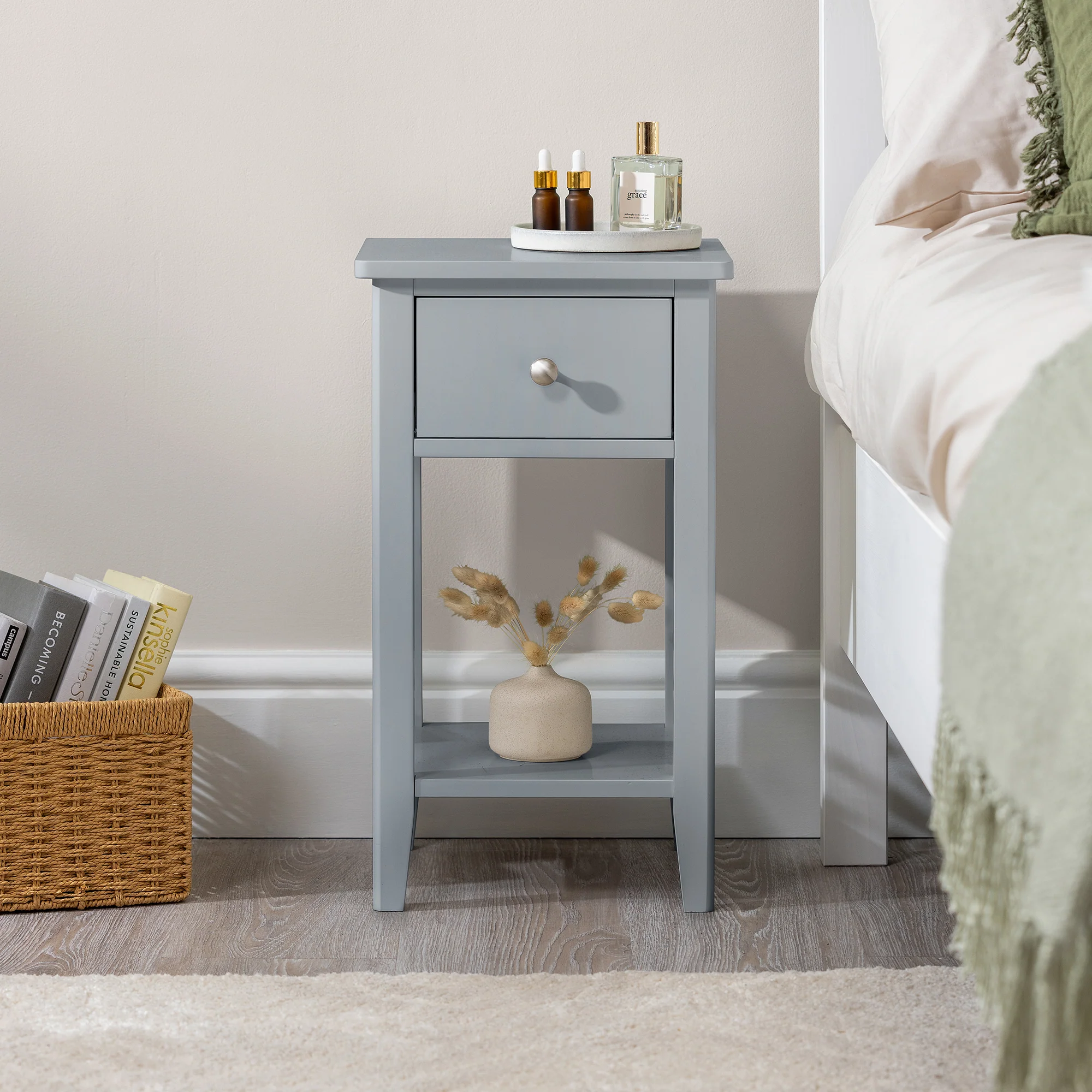 Ilsington Slim Bedside Table with Shelf - Image 10