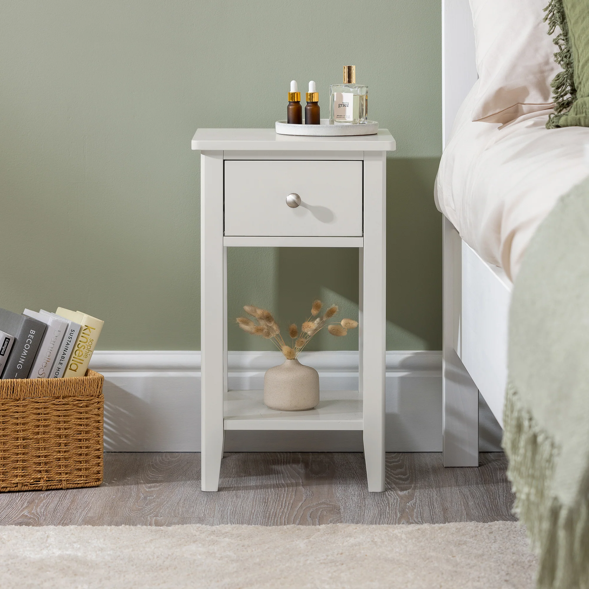 Ilsington Slim Bedside Table with Shelf - Image 14
