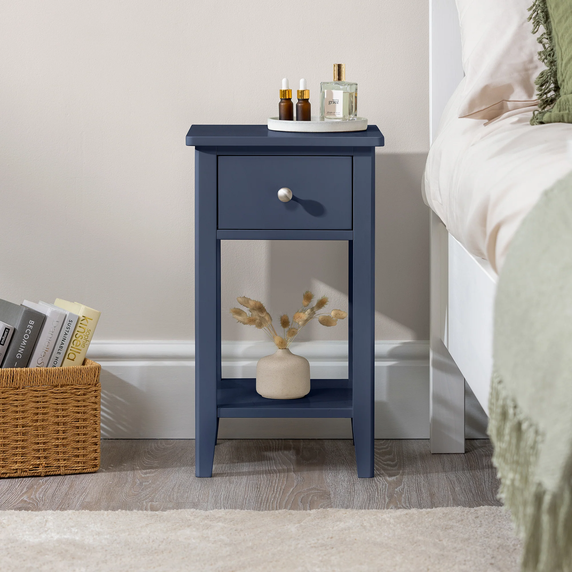 Ilsington Slim Bedside Table with Shelf - Image 18