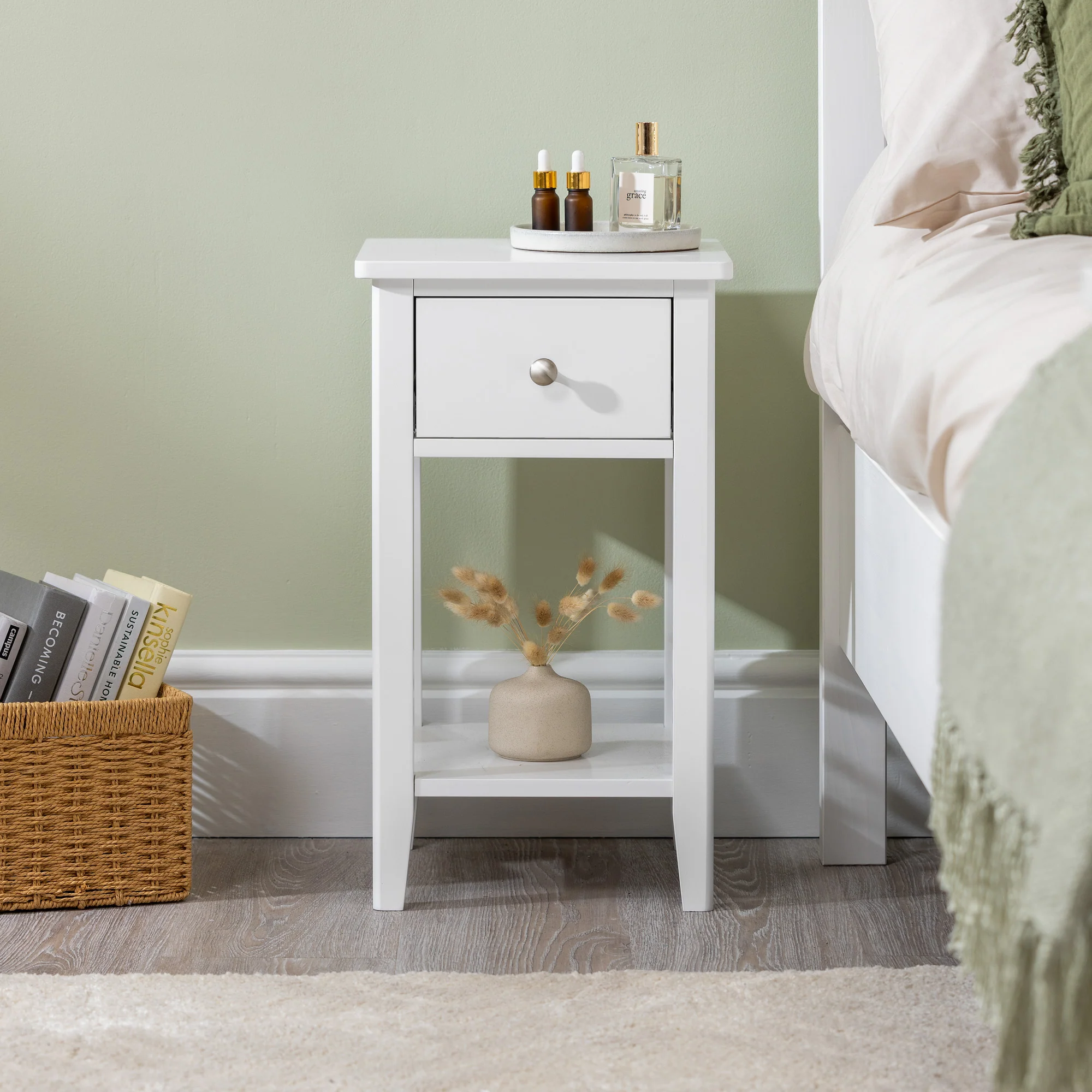 Ilsington Slim Bedside Table with Shelf - Image 2