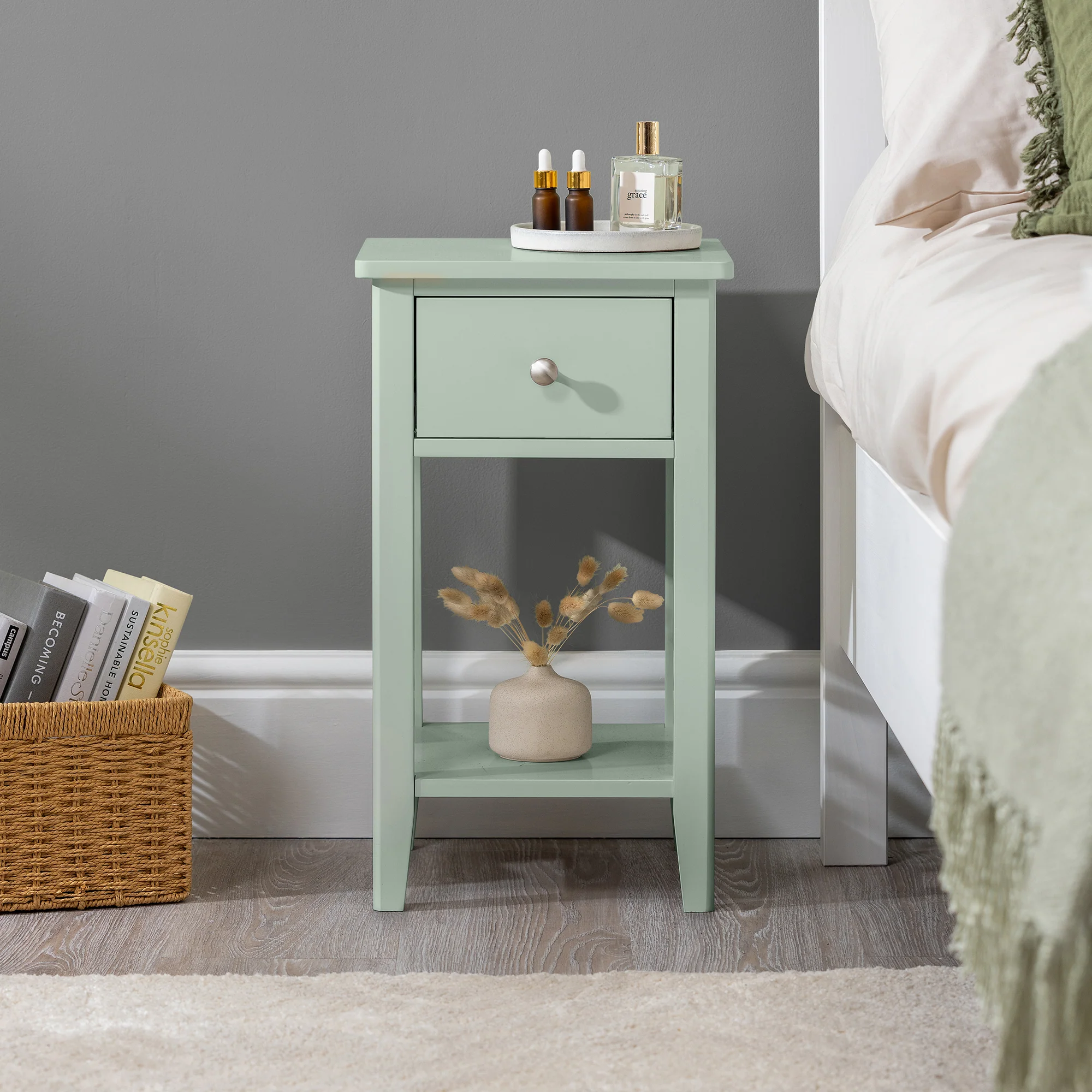 Ilsington Slim Bedside Table with Shelf - Image 26