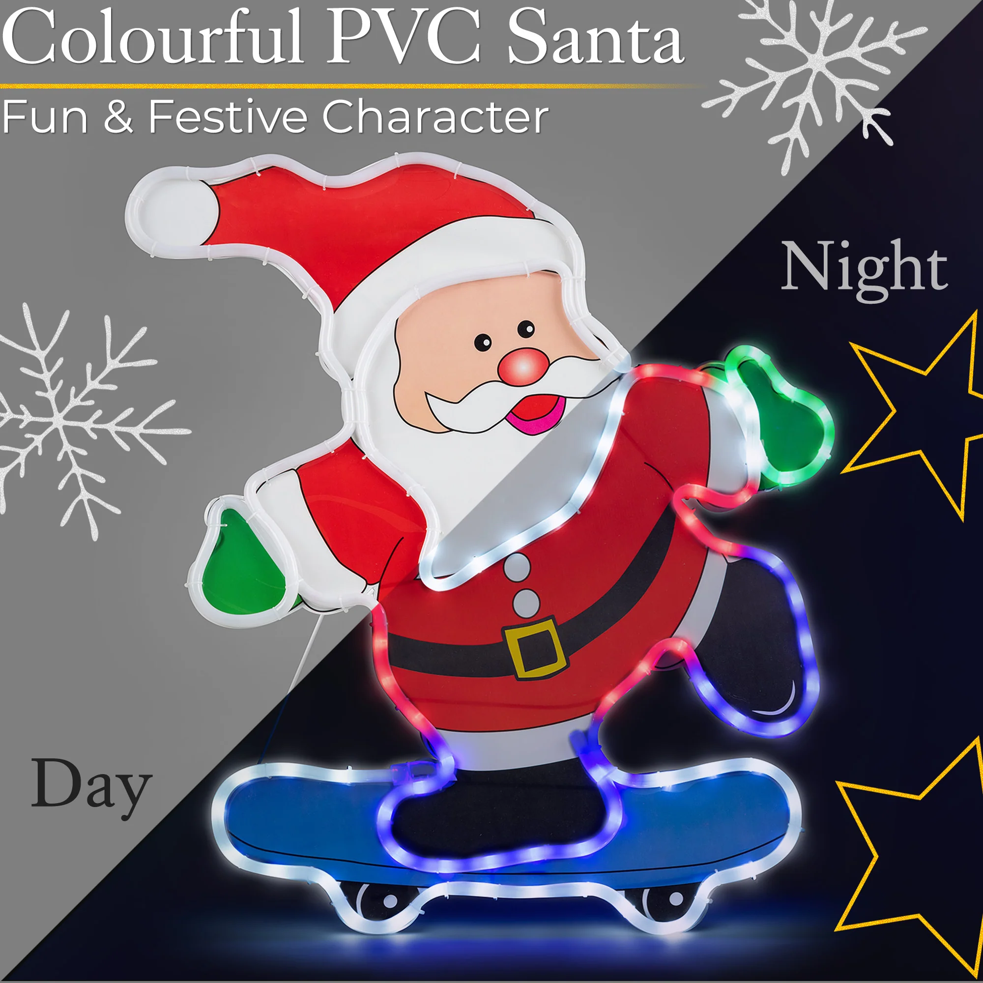 Skateboarding Light Up Santa (74cm) - Image 4