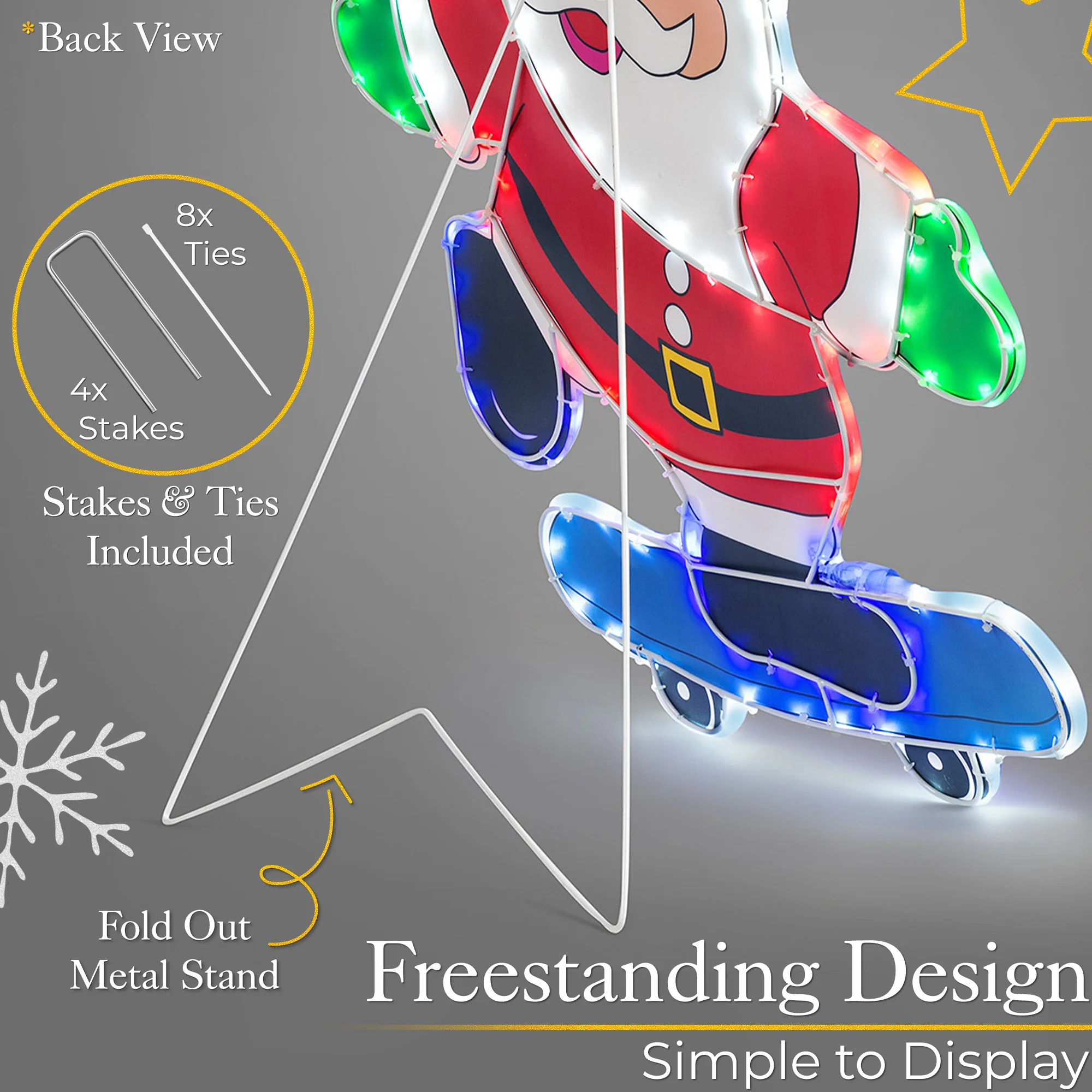 Skateboarding Light Up Santa (74cm) - Image 6