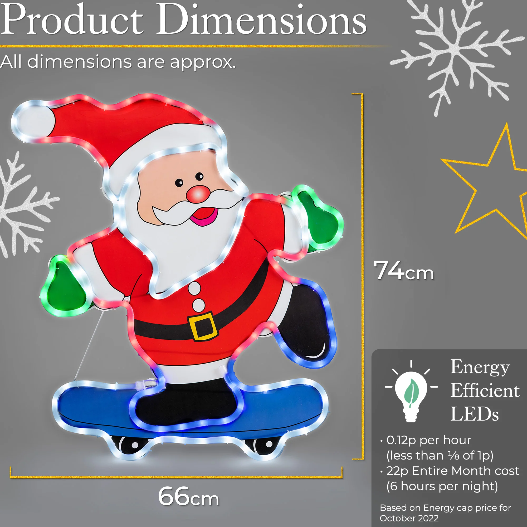Skateboarding Light Up Santa (74cm) - Image 7