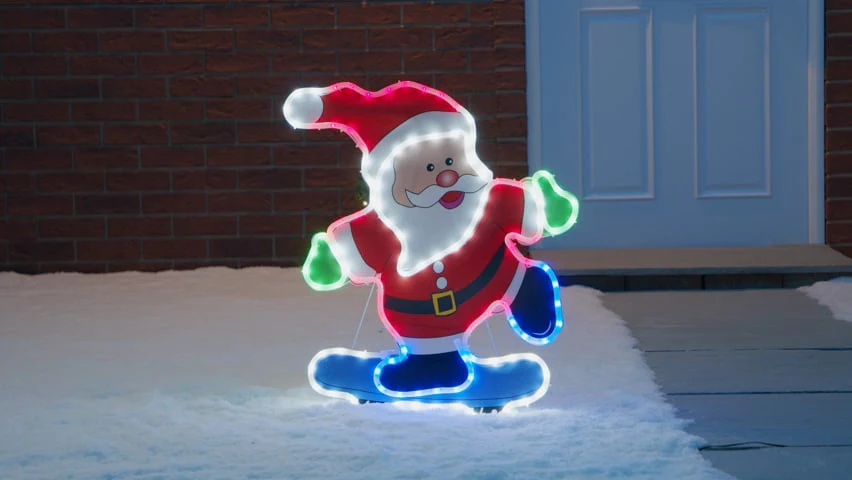 Skateboarding Light Up Santa (74cm) - Image 8