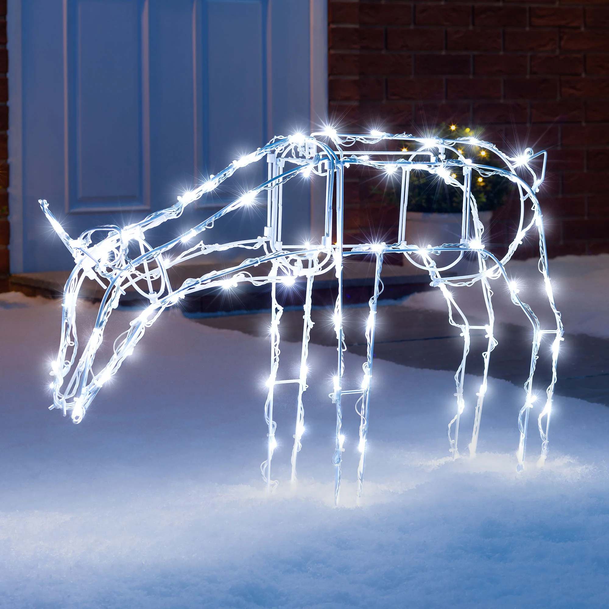 Light Up White Wire Reindeer