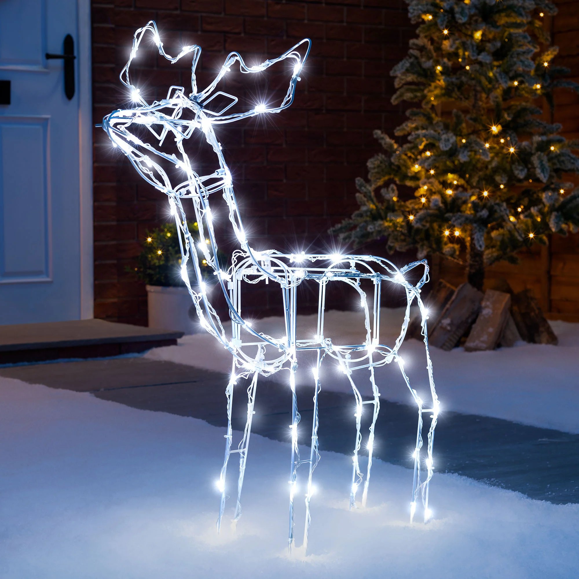 Light Up White Wire Reindeer - Image 4