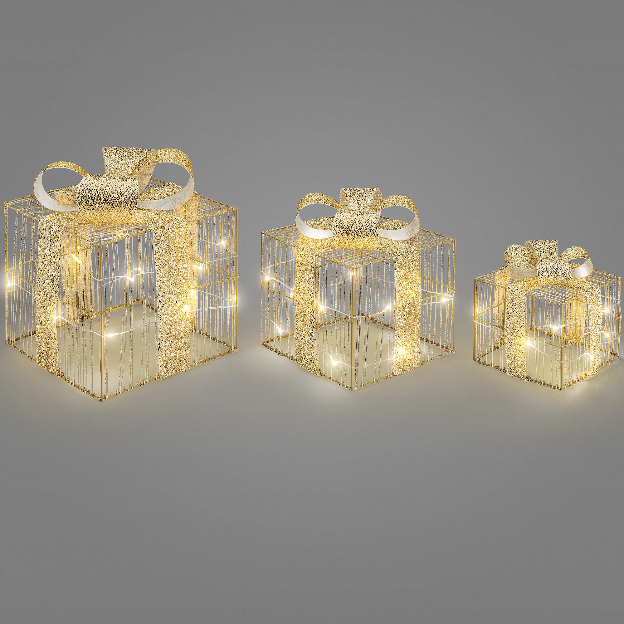 Micro LED Christmas Gift Boxes (Set of 3) - Image 4