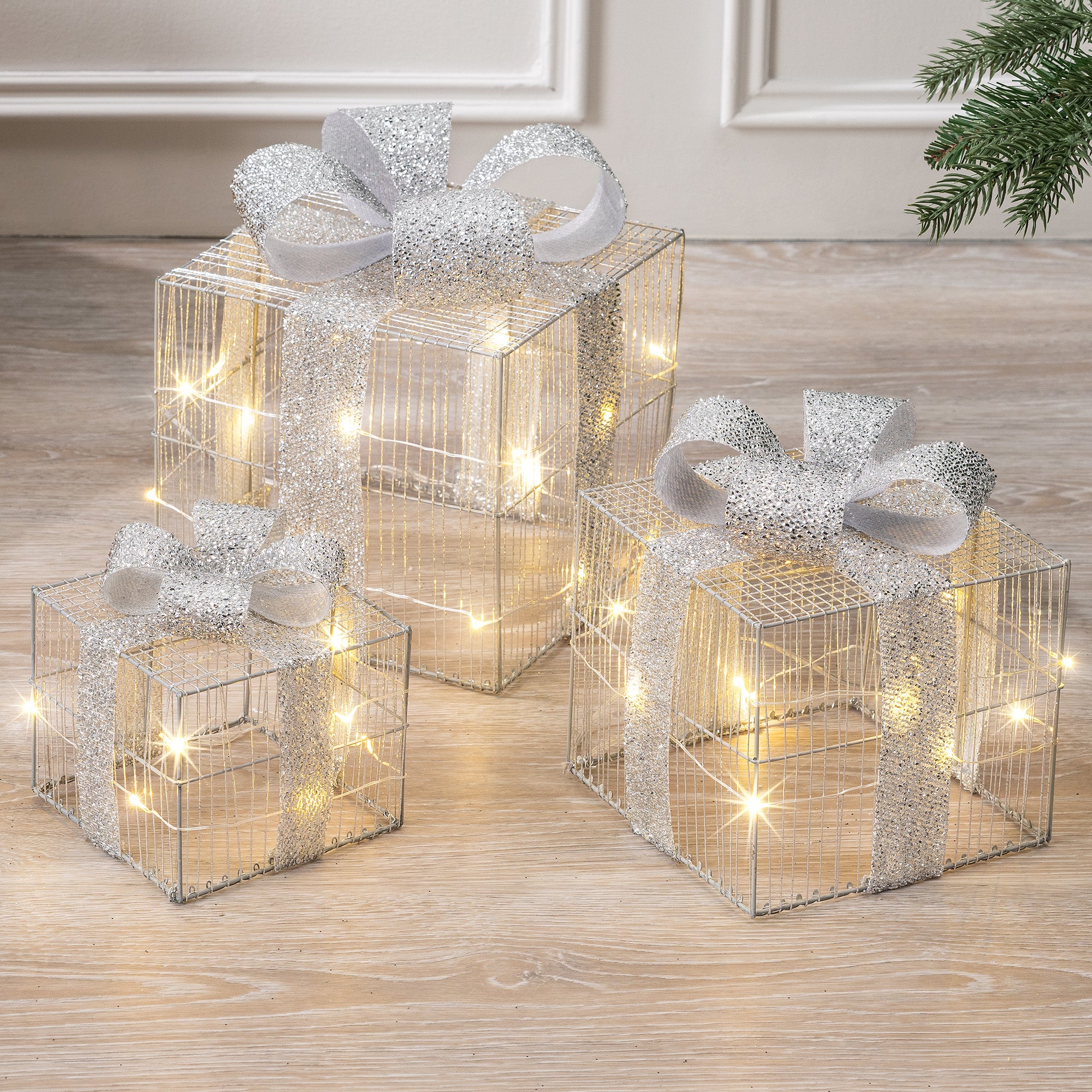Micro LED Christmas Gift Boxes (Set of 3) - Image 5