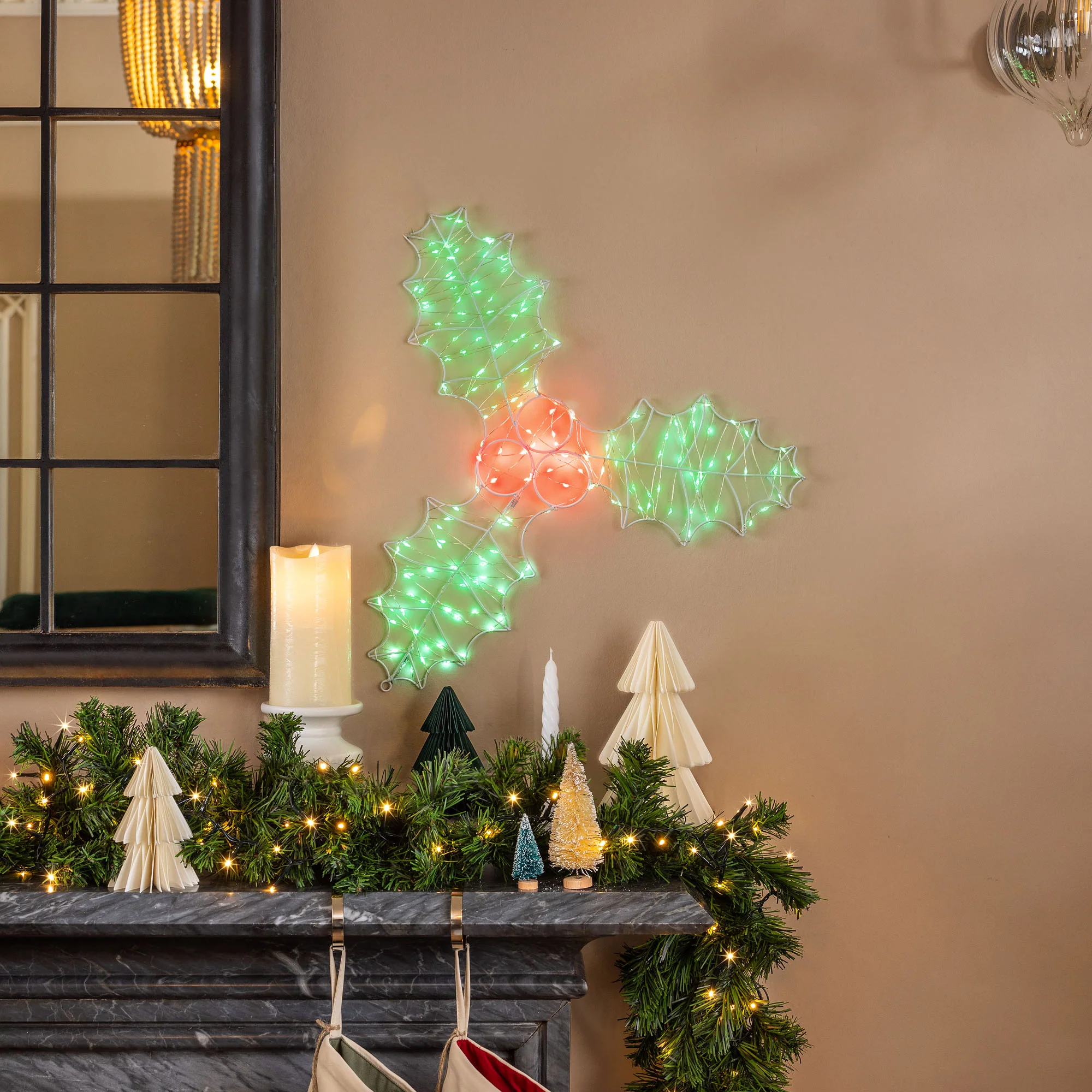Micro LED Holly Leaf Christmas Light (45cm) - Image 4
