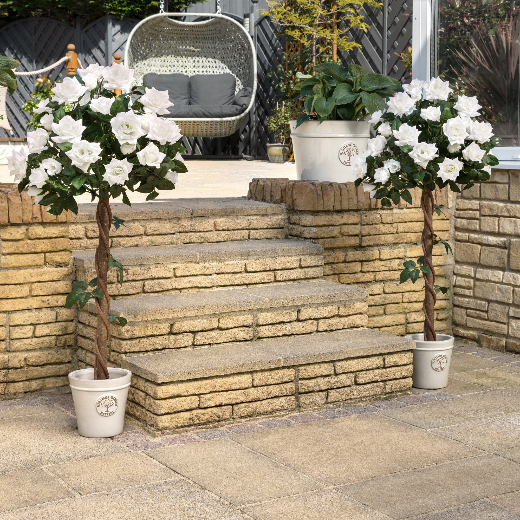 Artificial White Rose Tree – 3ft & 4ft - Image 6
