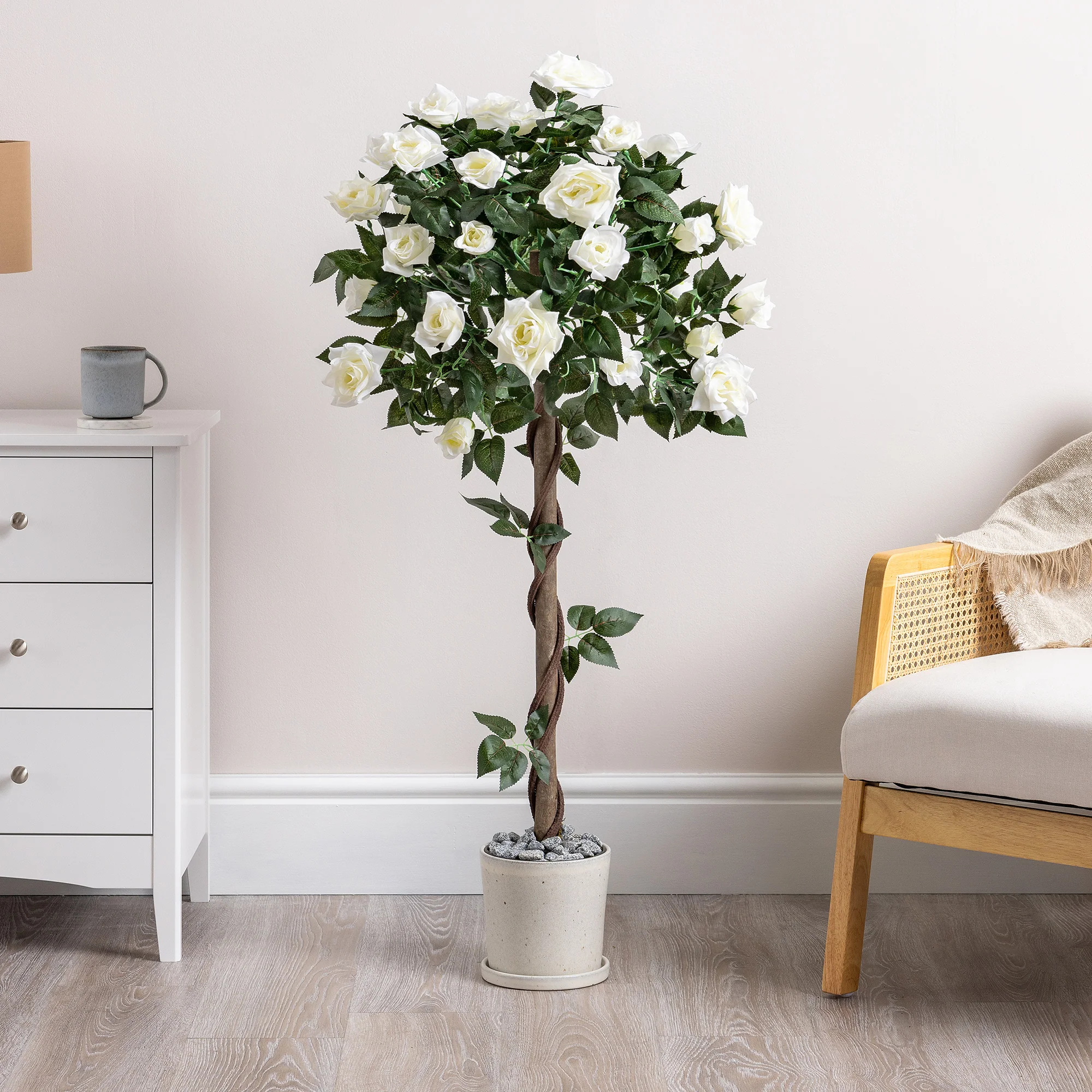 Artificial White Rose Tree – 3ft & 4ft - Image 4