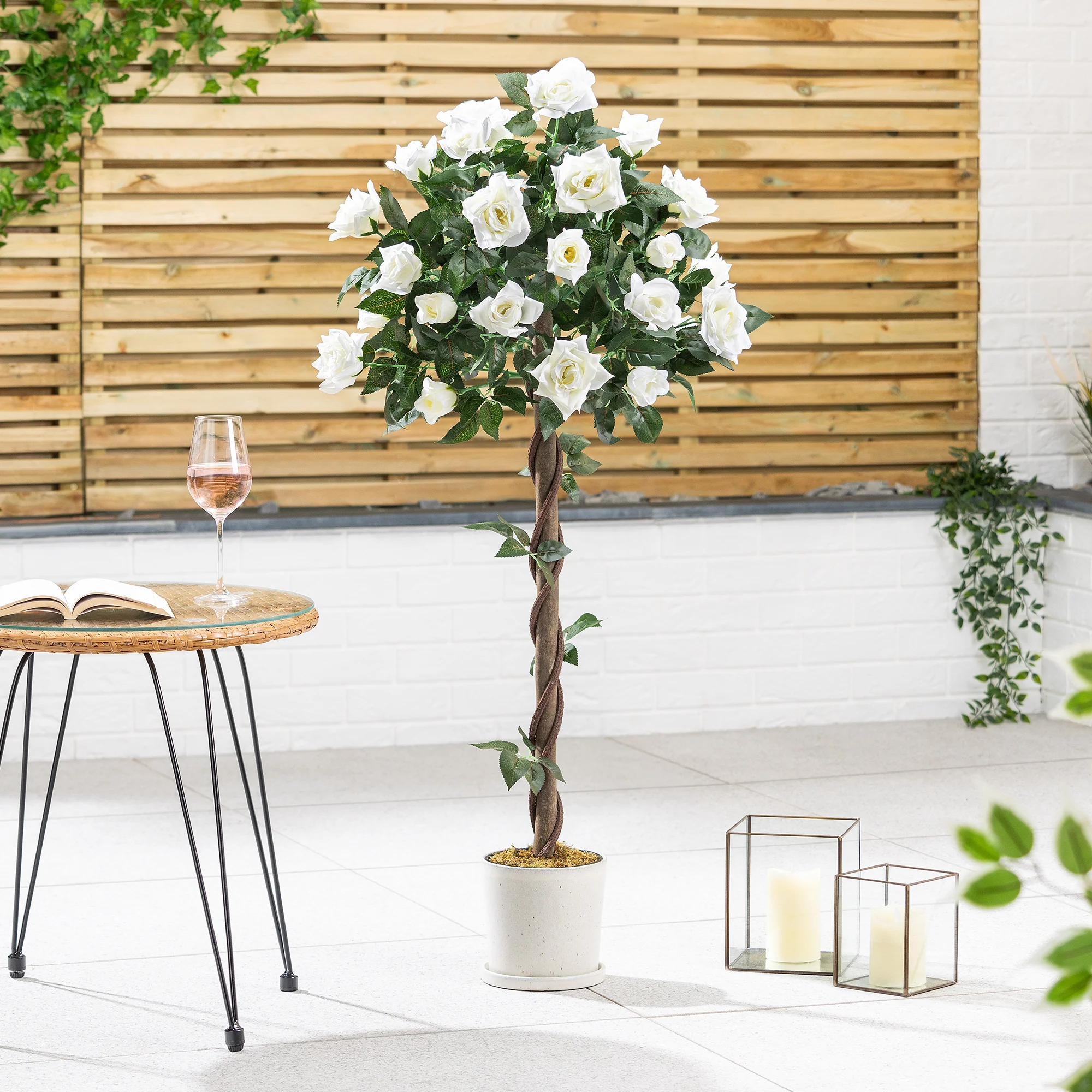 Artificial White Rose Tree – 3ft & 4ft - Image 5