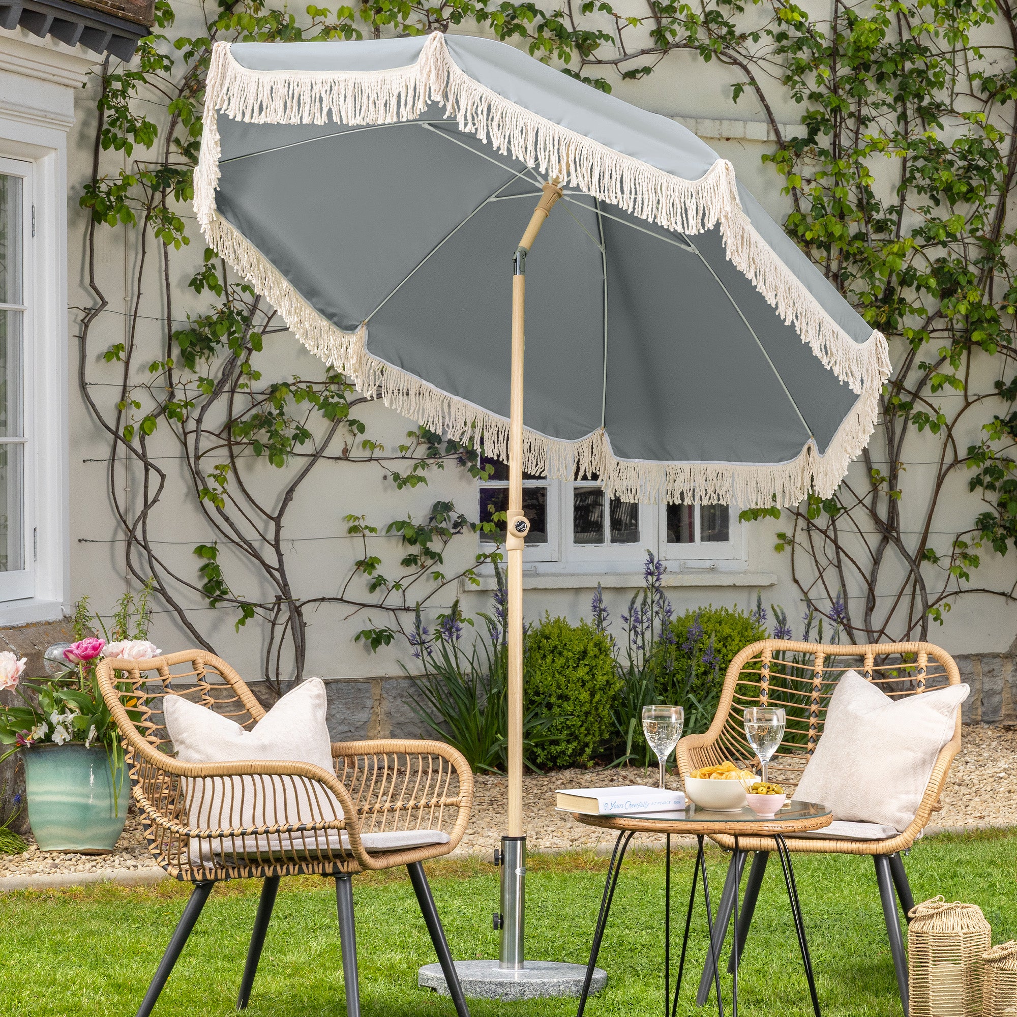 Portable Tassel Parasol with Tilt – 2m - Image 11