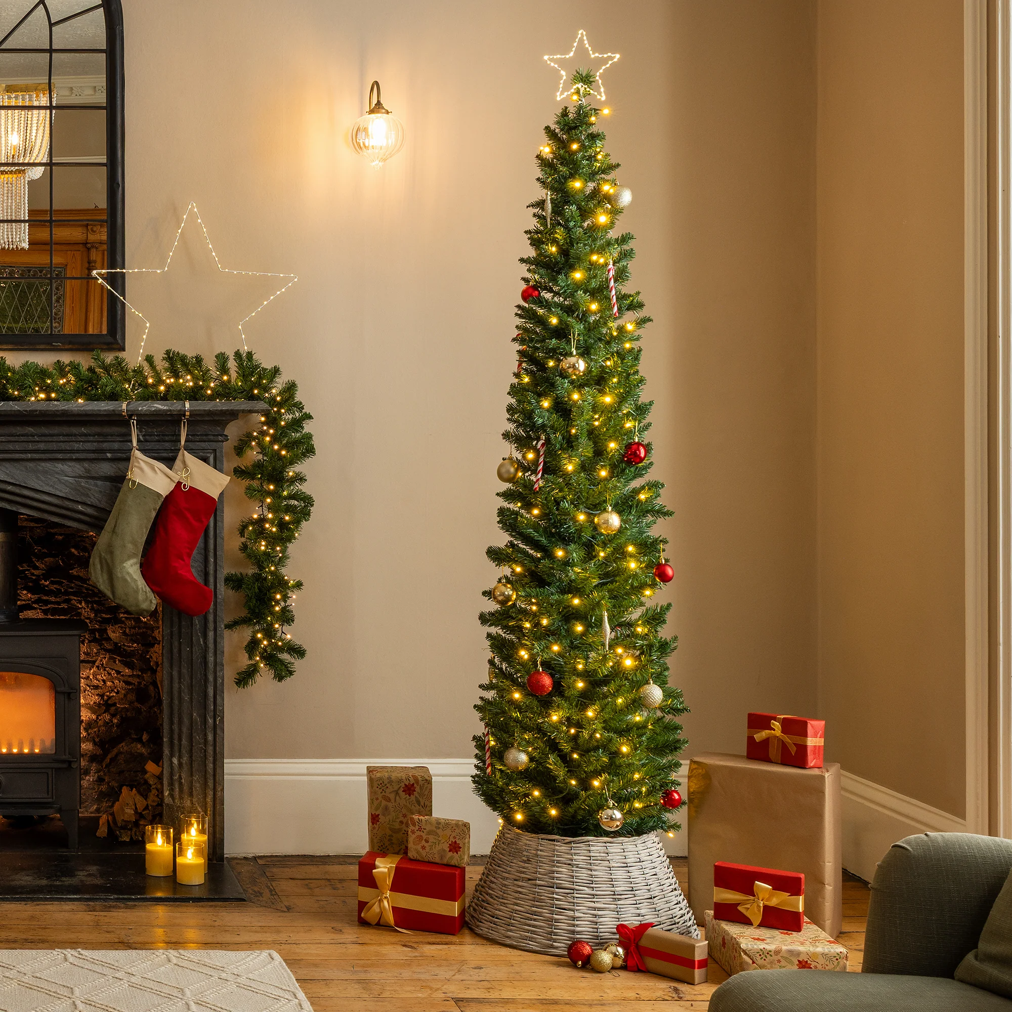 Pre-Lit Aspen Spruce Pencil Christmas Tree - Image 4