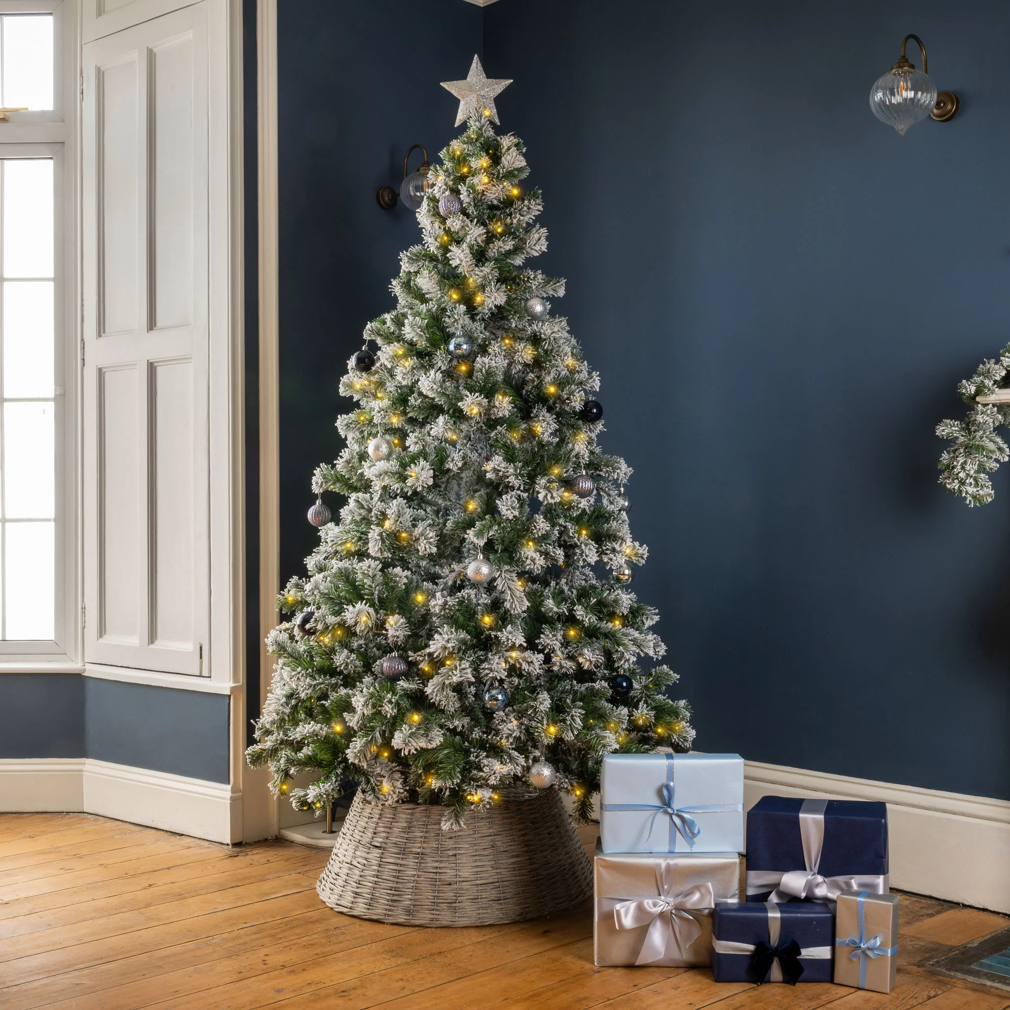 Pre-Lit Chamonix Spruce Flocked Christmas Tree - Image 8