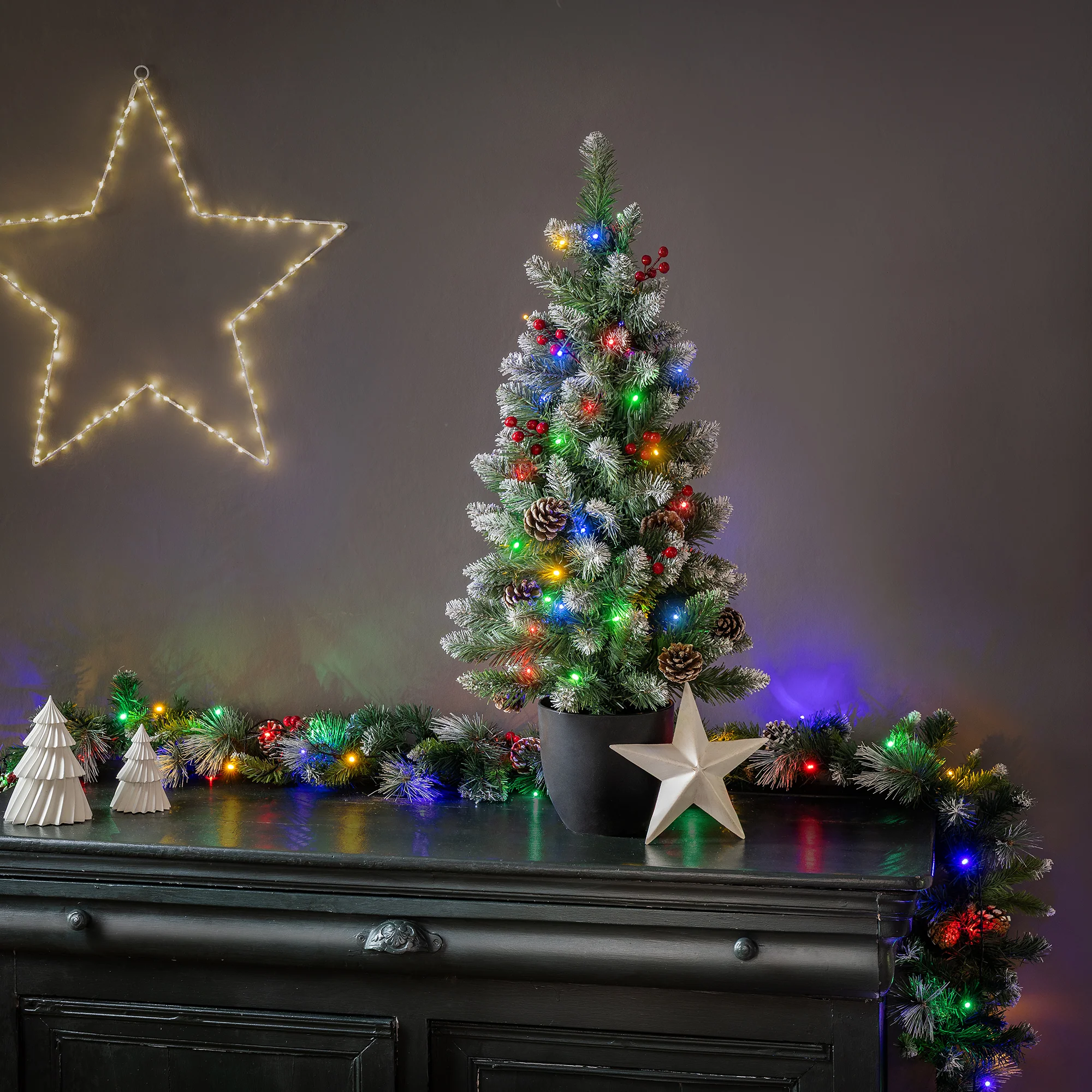 Pre-Lit Pine Cone & Berry Christmas Tree - Image 2