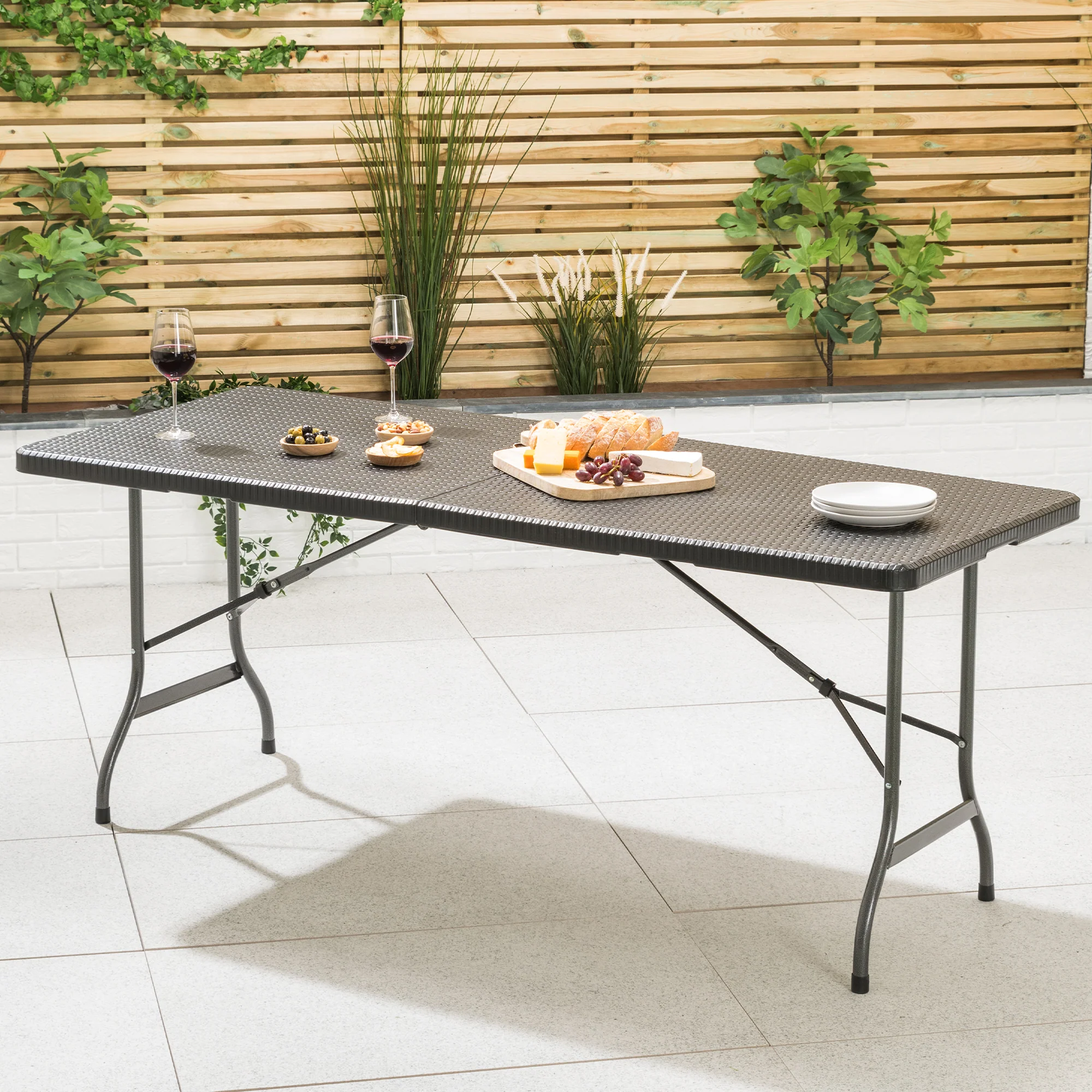 6ft Rattan Effect 6 Seater Dining Set - Image 4