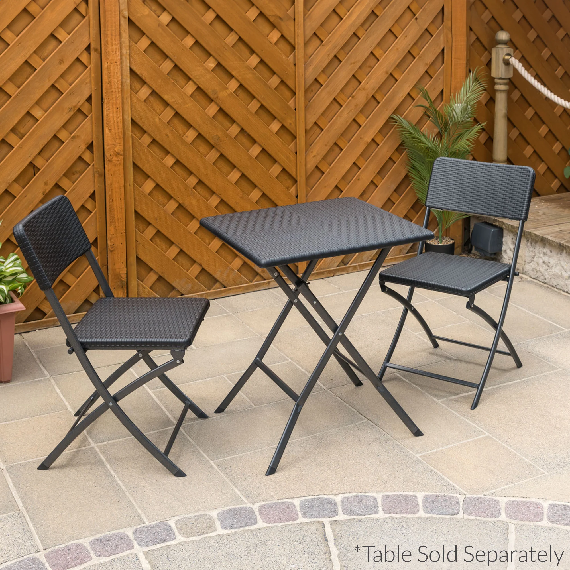 Rattan Effect Folding Garden Chairs – 2 Pack - Image 2