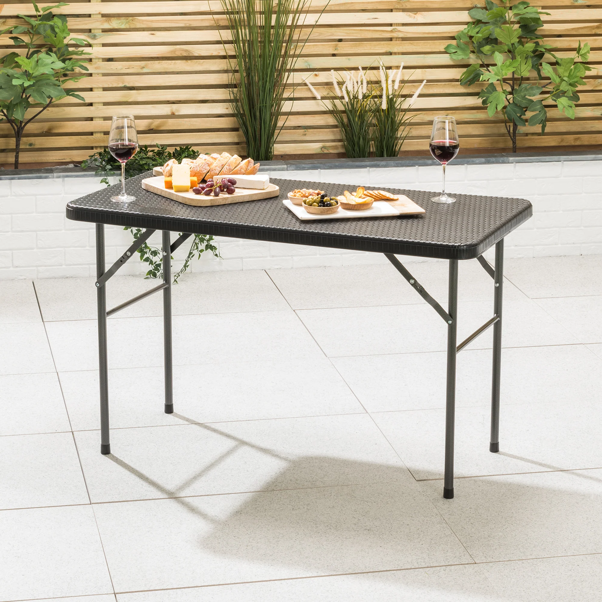 4ft Rattan Effect Garden Table